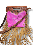 Load image into Gallery viewer, Hot Pink with Silver Dyed Cowhide Bag
