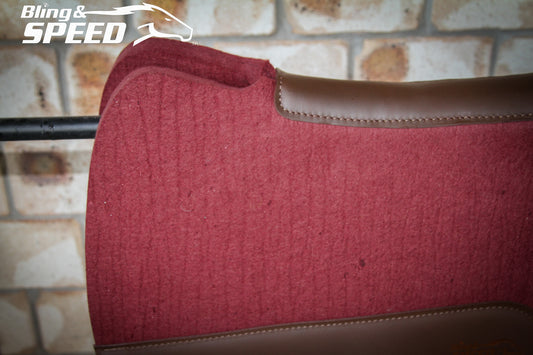Burgundy Full Wither Relief - Round Skirt Merino Wool Barrel and Fender Saddle Pad