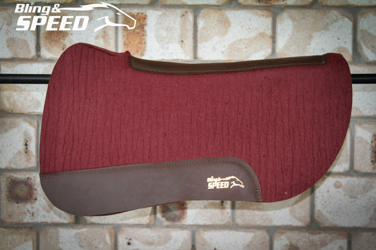 Burgundy Full Wither Relief - Round Skirt Merino Wool Barrel and Fender Saddle Pad