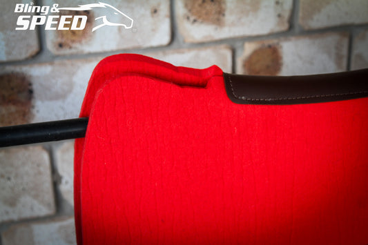 Red Full Wither Relief - Round Skirt Merino Wool Barrel and Fender Saddle Pad
