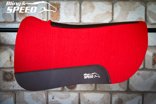Red Full Wither Relief - Round Skirt Merino Wool Barrel and Fender Saddle Pad