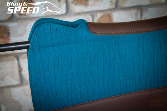 Peacock Full Wither Relief - Round Skirt Merino Wool Barrel and Fender Saddle Pad