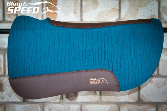 Peacock Full Wither Relief - Round Skirt Merino Wool Barrel and Fender Saddle Pad