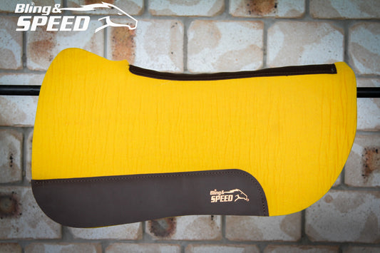 Yellow Standard Wither Relief - Round Skirt Merino Wool Barrel and Fender Saddle Pad