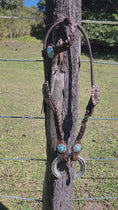 Load and play video in Gallery viewer, One Ear Plait Bridle with Blue Conchos
