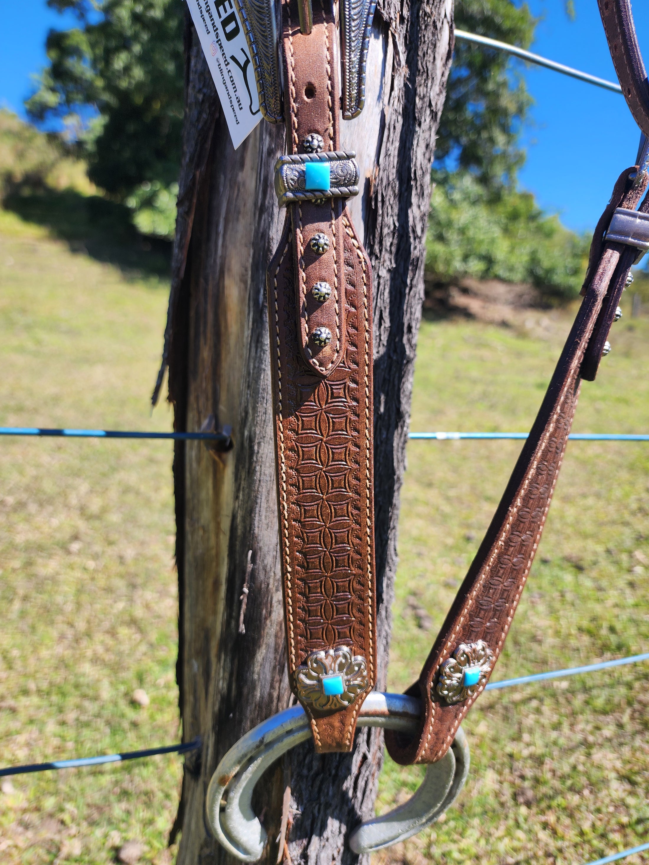 One Ear Plait Bridle with Tooling - Square