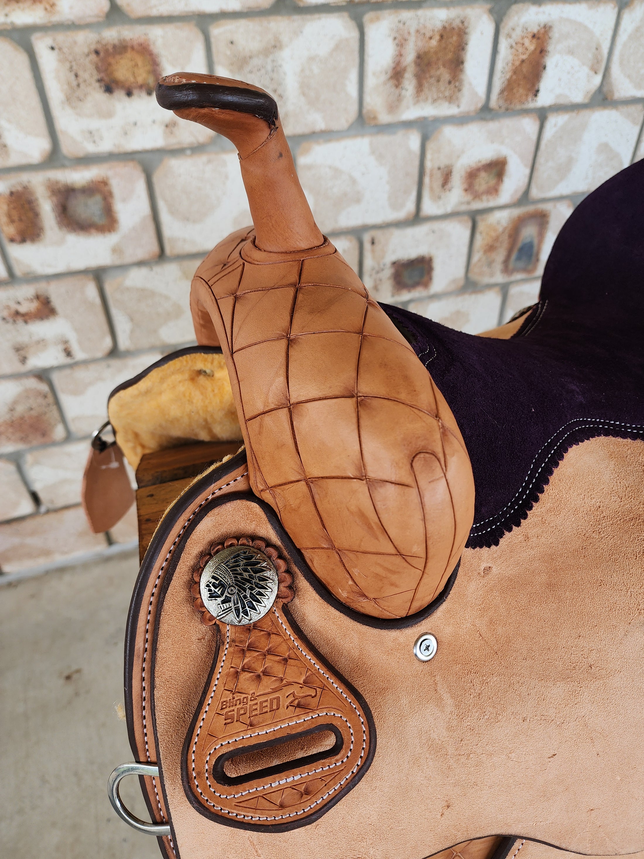 Leather Barrel Saddle - Indigo