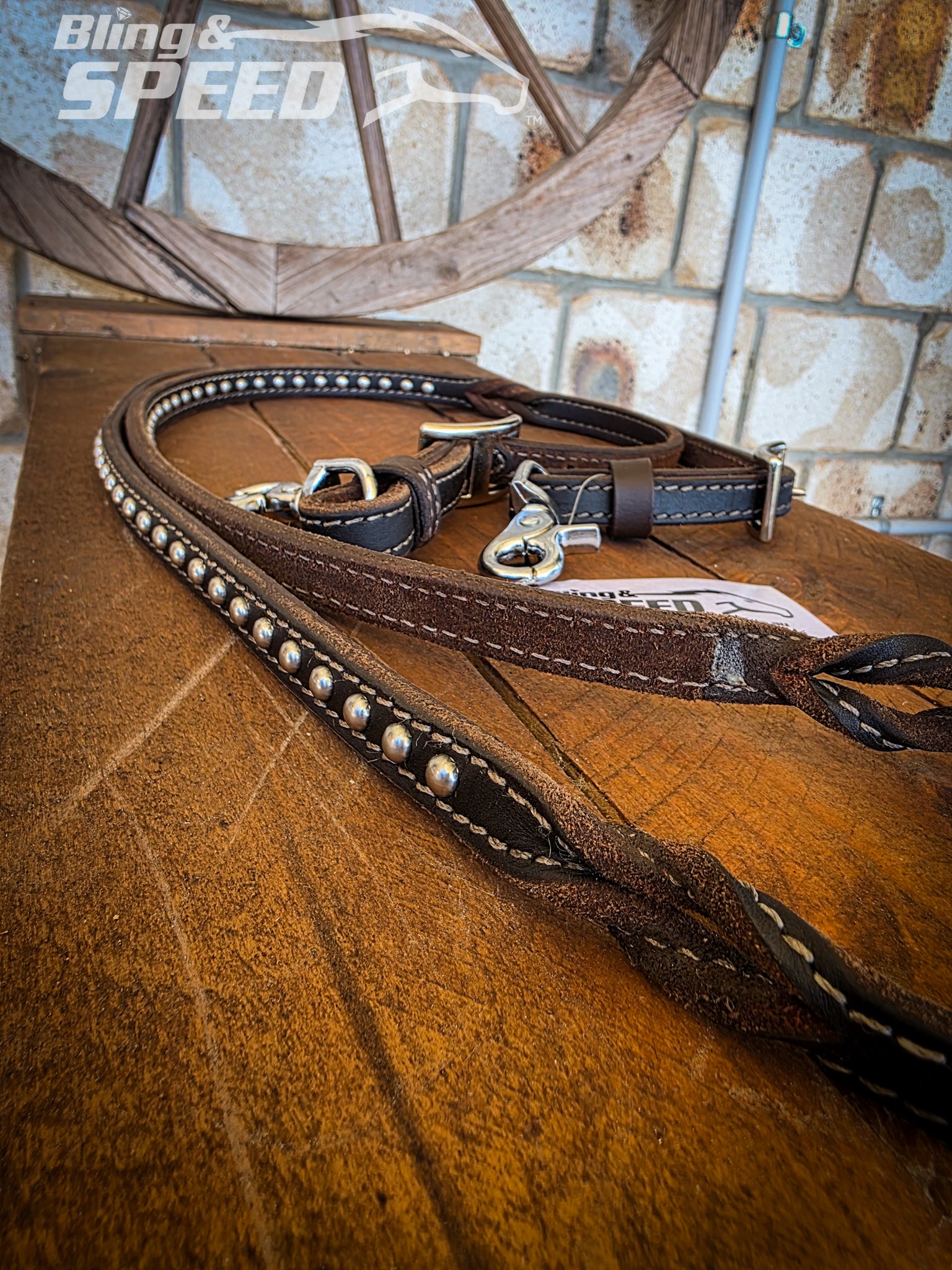 Barrel Reins with Blood Knot Twist and Studs