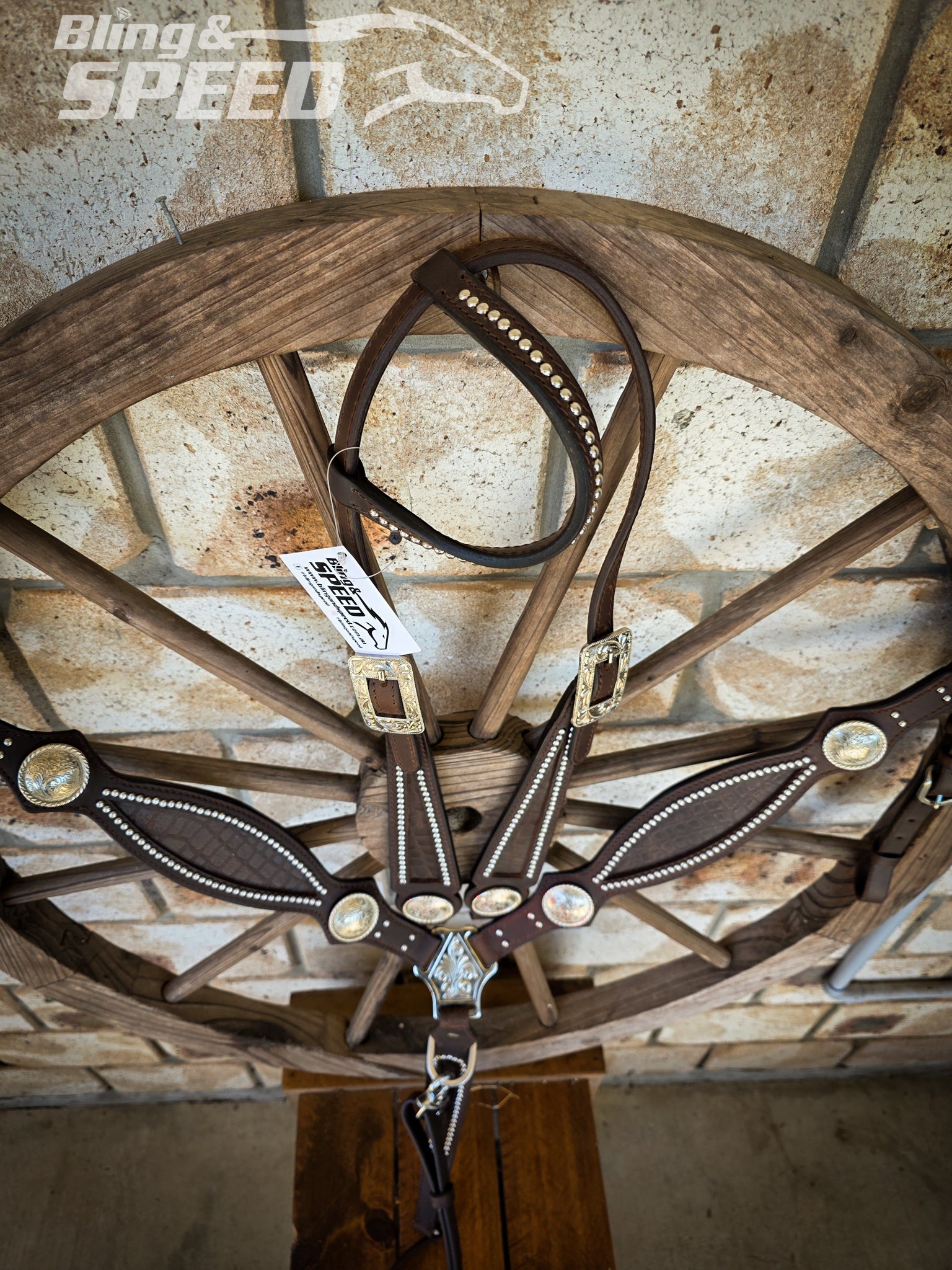 Brown Croc Inlay Tack Set