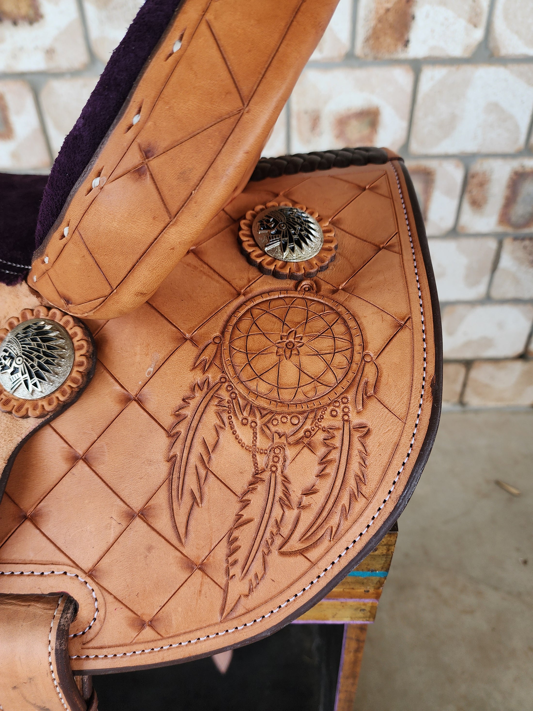 Leather Barrel Saddle - Indigo