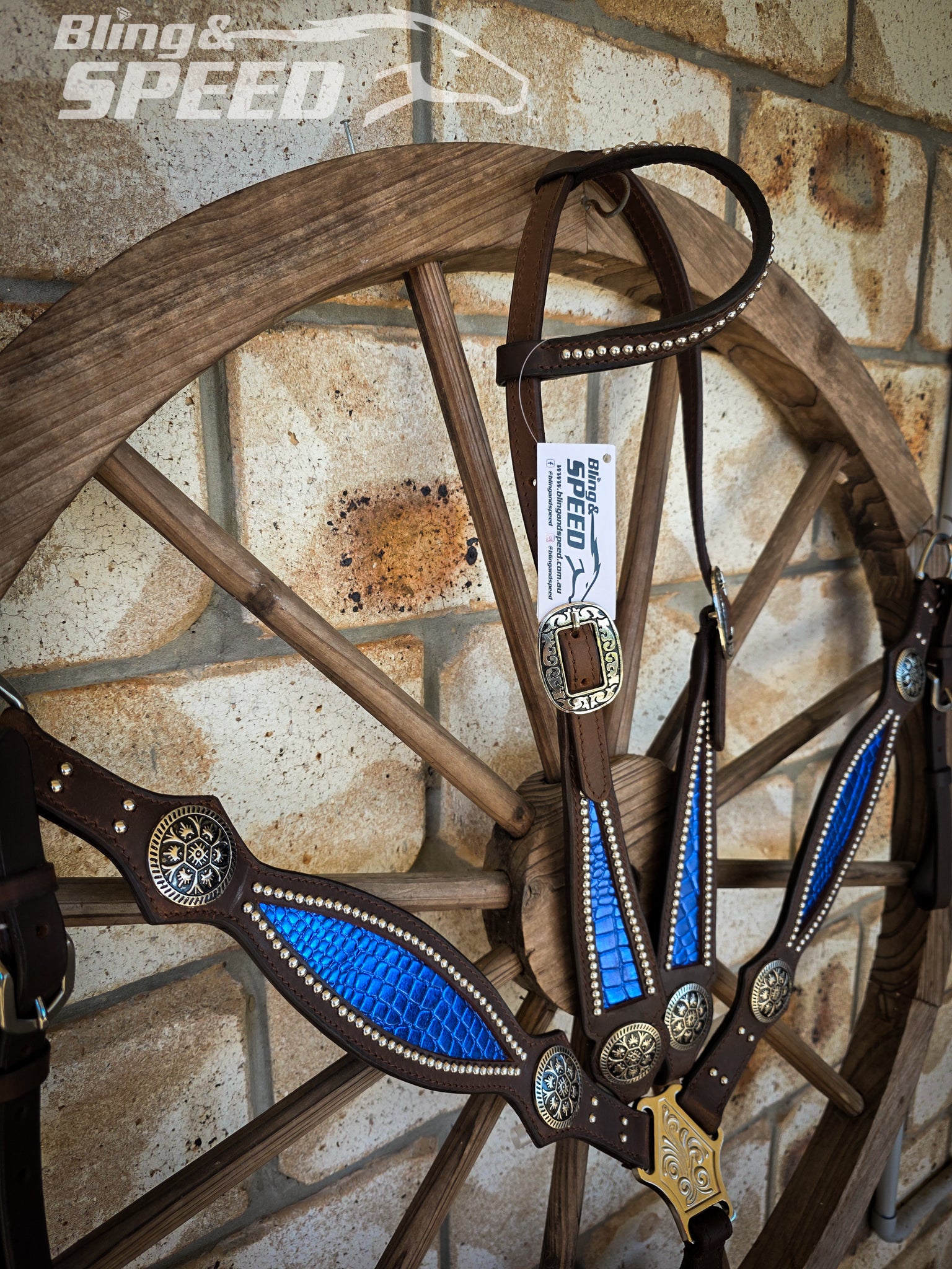 Blue Croc Inlay Tack Set