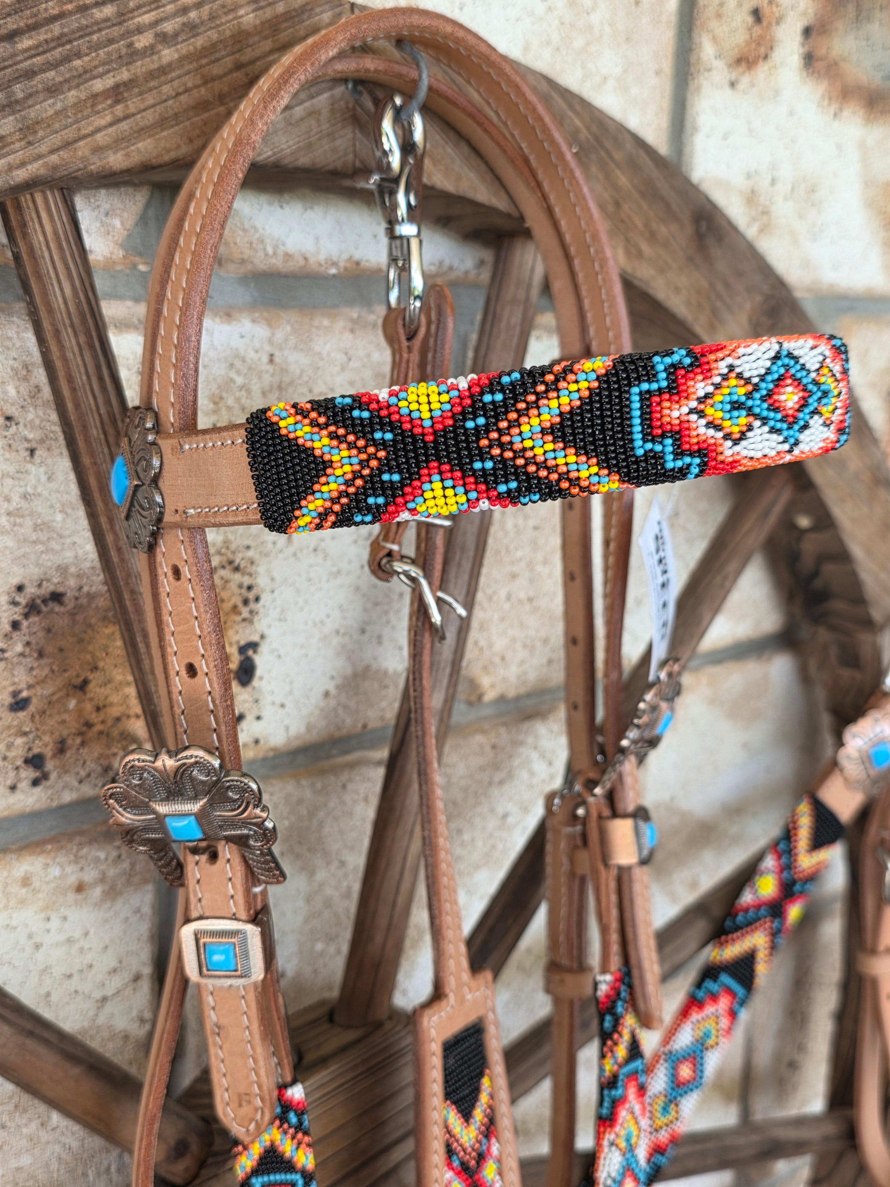 Beaded Apache Sunset Breastcollar, Bridle and Wither strap Set