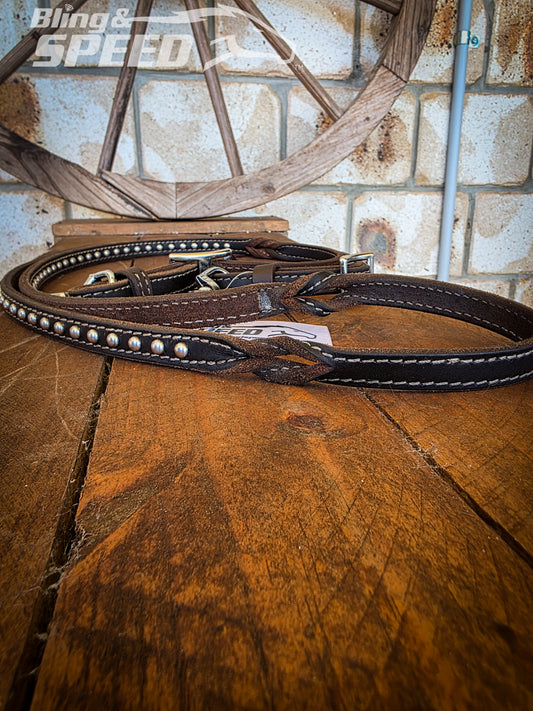 Barrel Reins with Blood Knot Twist and Studs