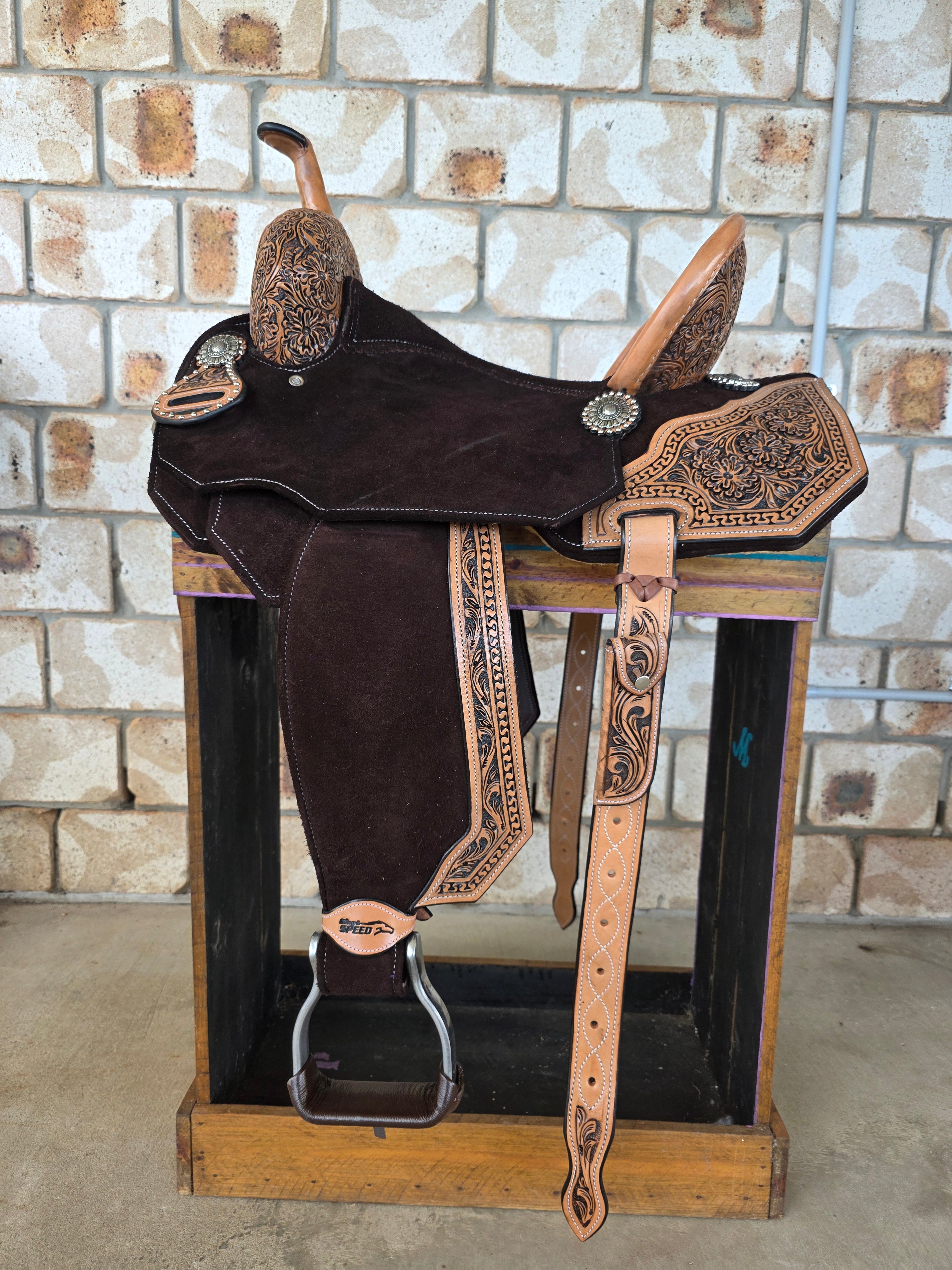 Neoprene Leather Mix Barrel Racing Saddle - NLBS1