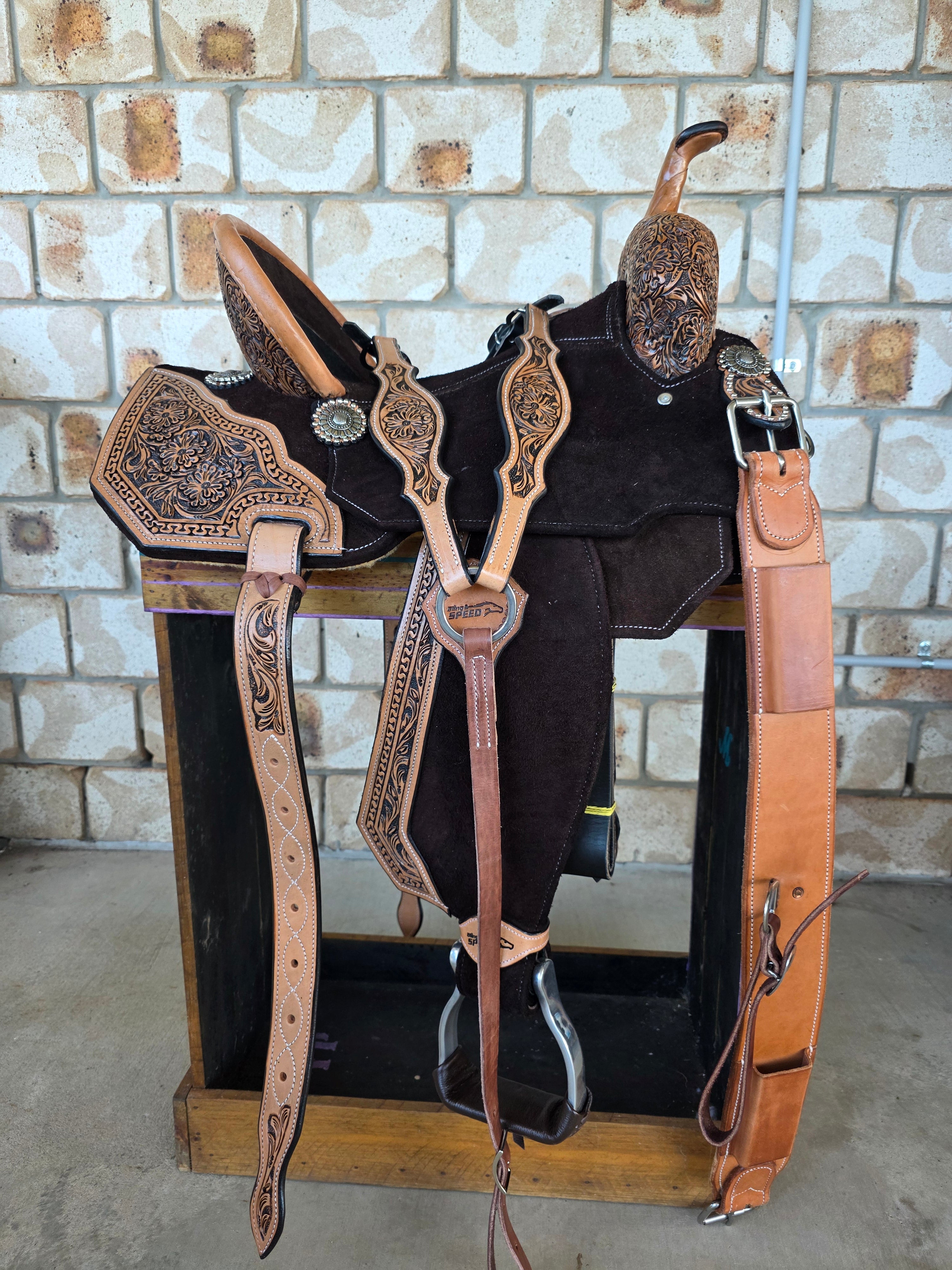 Neoprene Leather Mix Barrel Racing Saddle - NLBS1