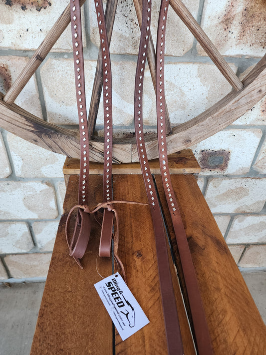 Bling & Speed Silver Buckstitched Split Reins