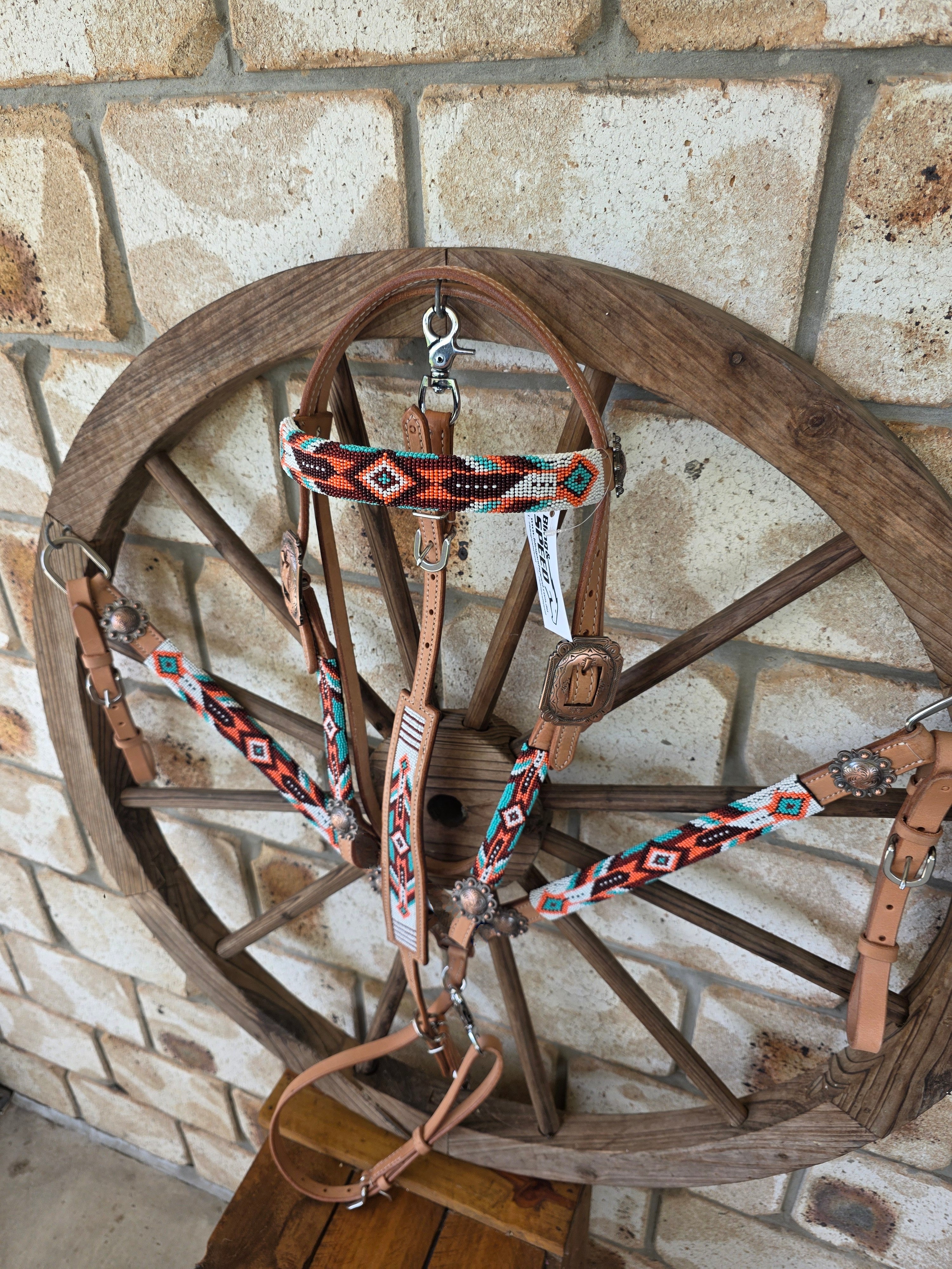 Beaded Desert Breastcollar, Bridle and Wither strap Set