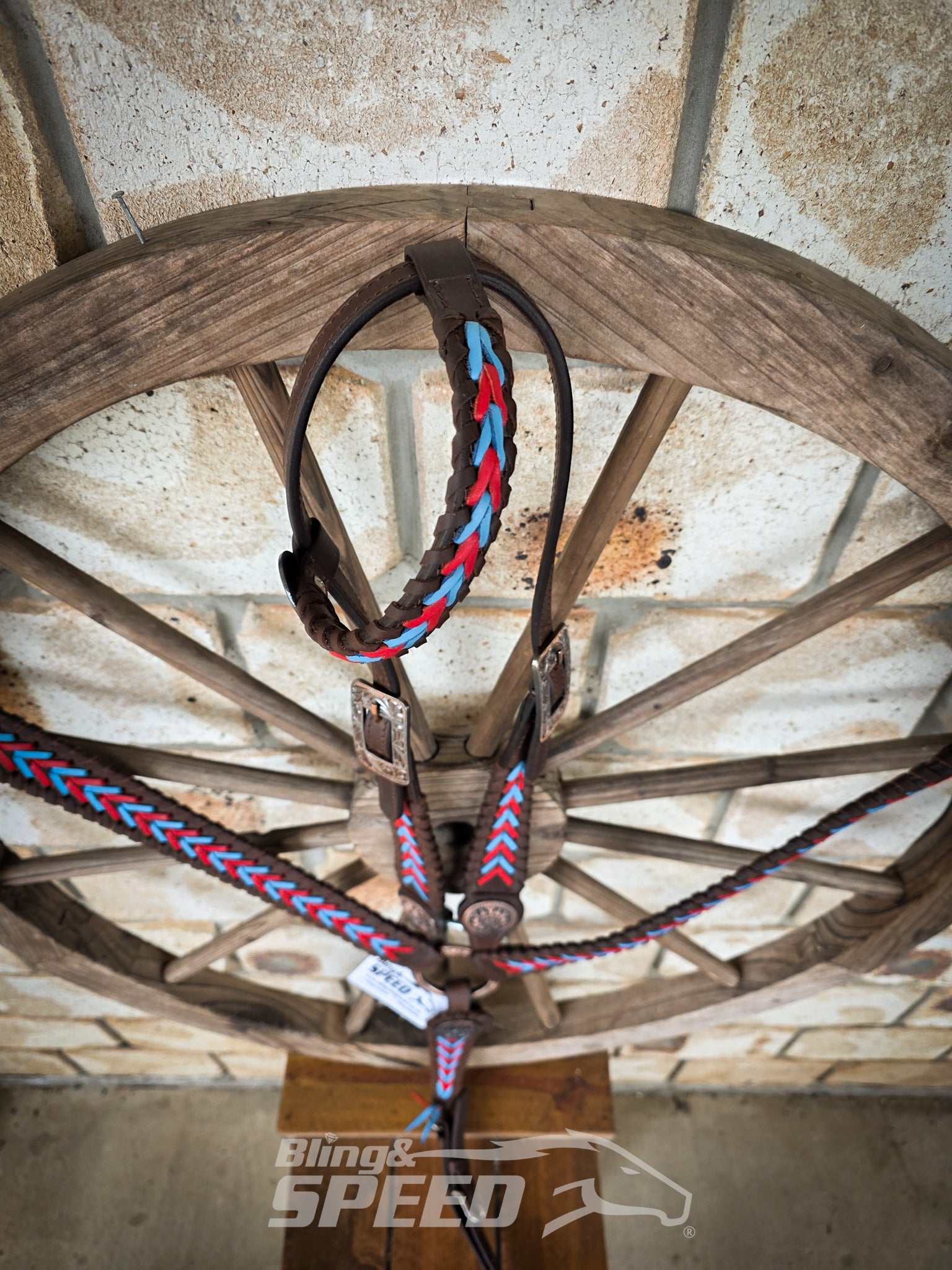Red & Turquoise Buckstitch Western Tack Set