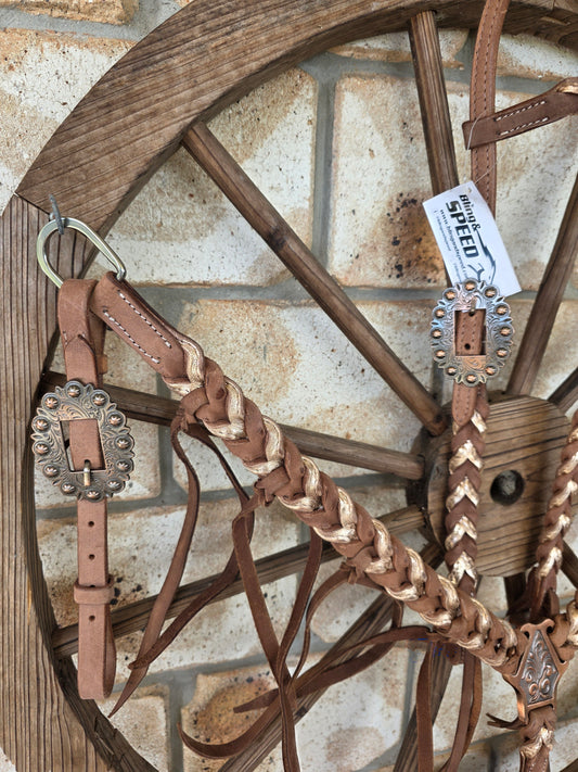 Metallic Gold Plait Breastcollar and Bridle Set