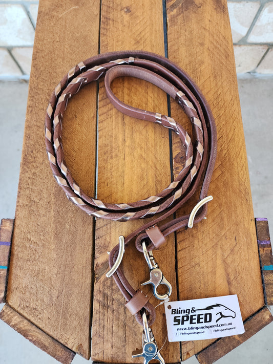 Laced Barrel Reins - Pewter