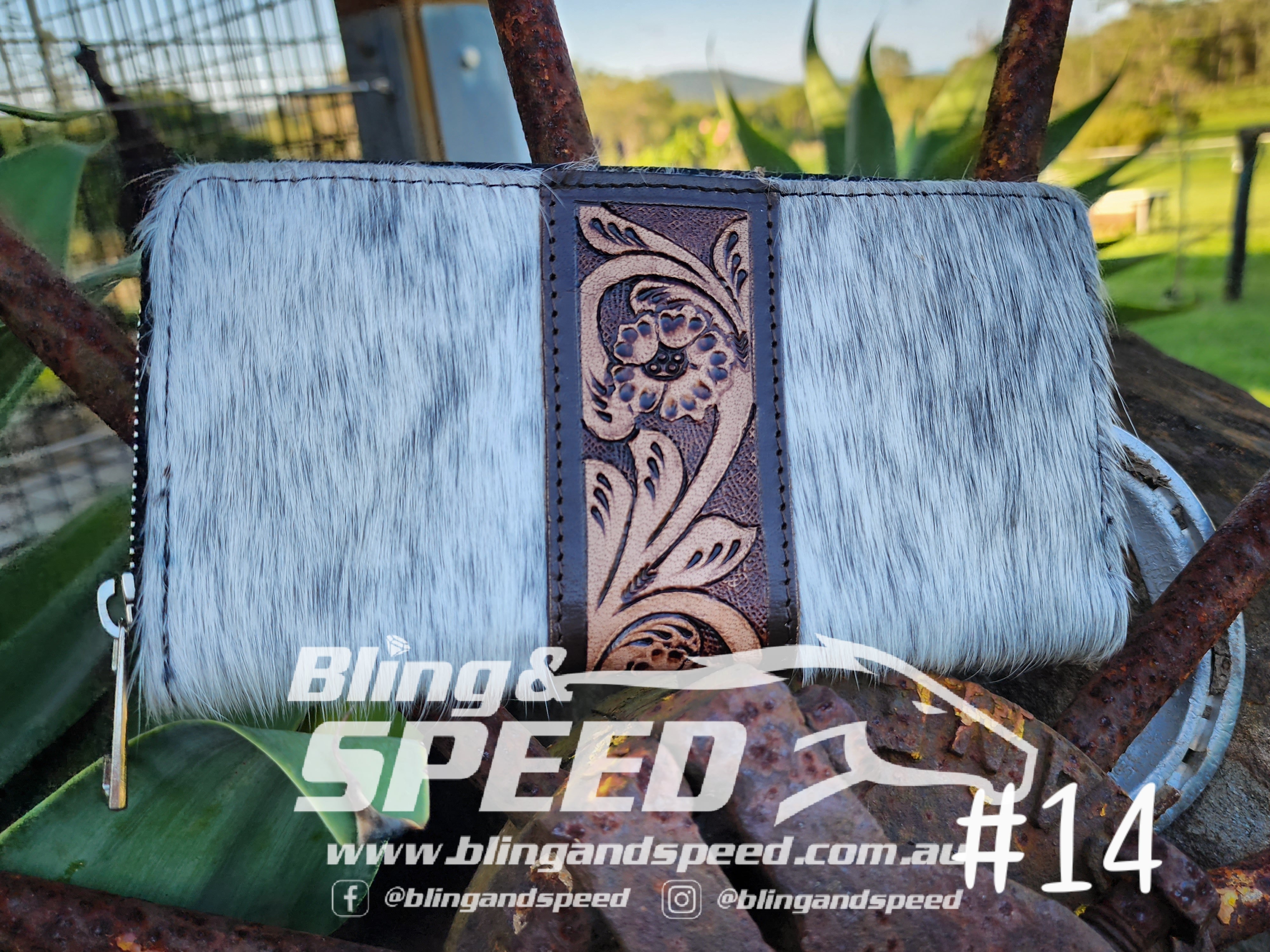 Cowhide and Leather Wallet - Zipper Closure