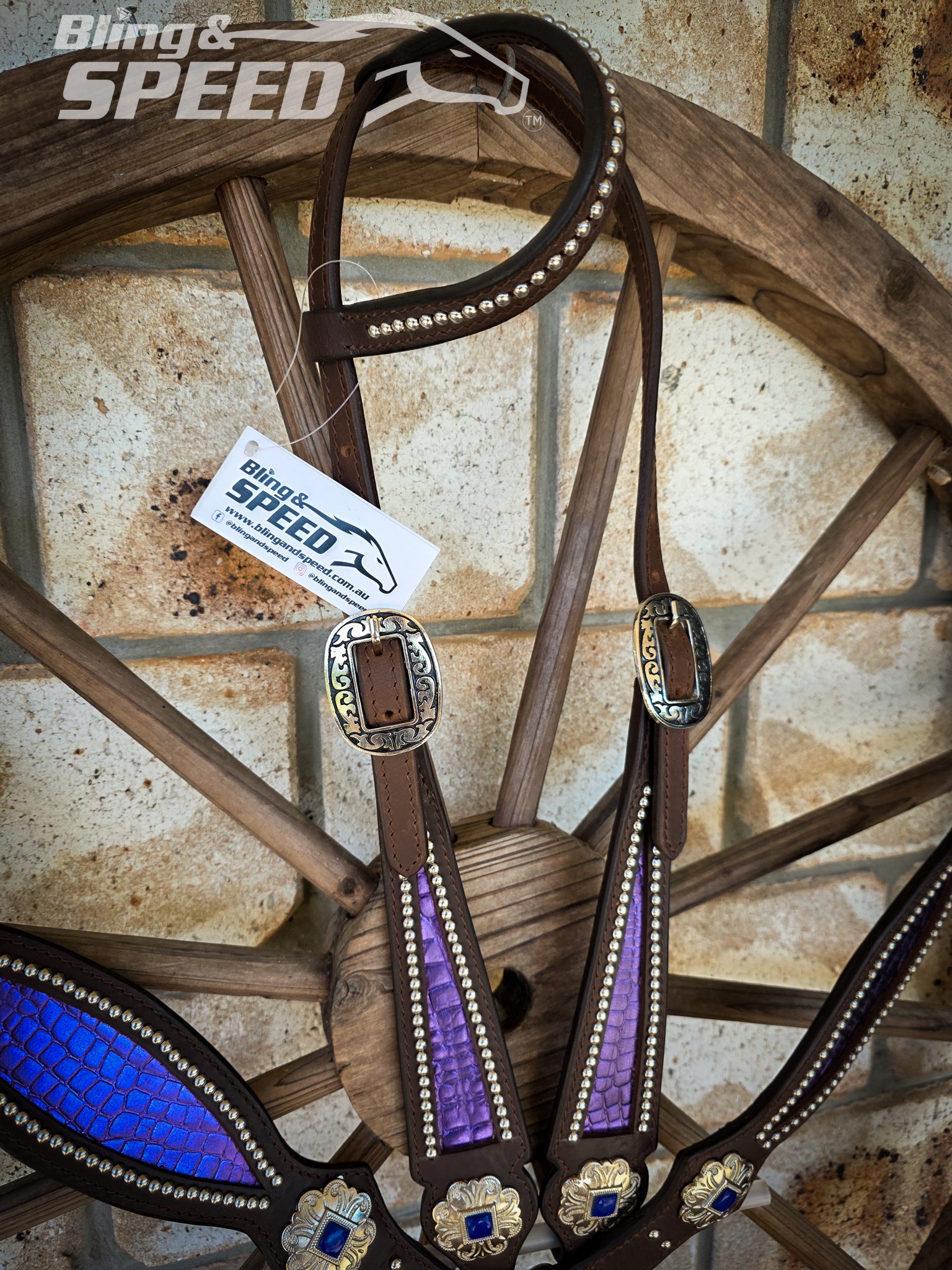 Purple Croc Inlay Tack Set