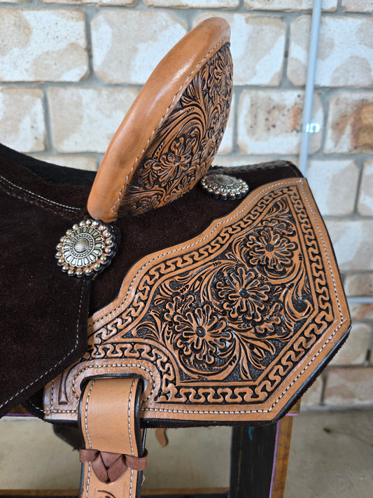 Neoprene Leather Mix Barrel Racing Saddle - NLBR1