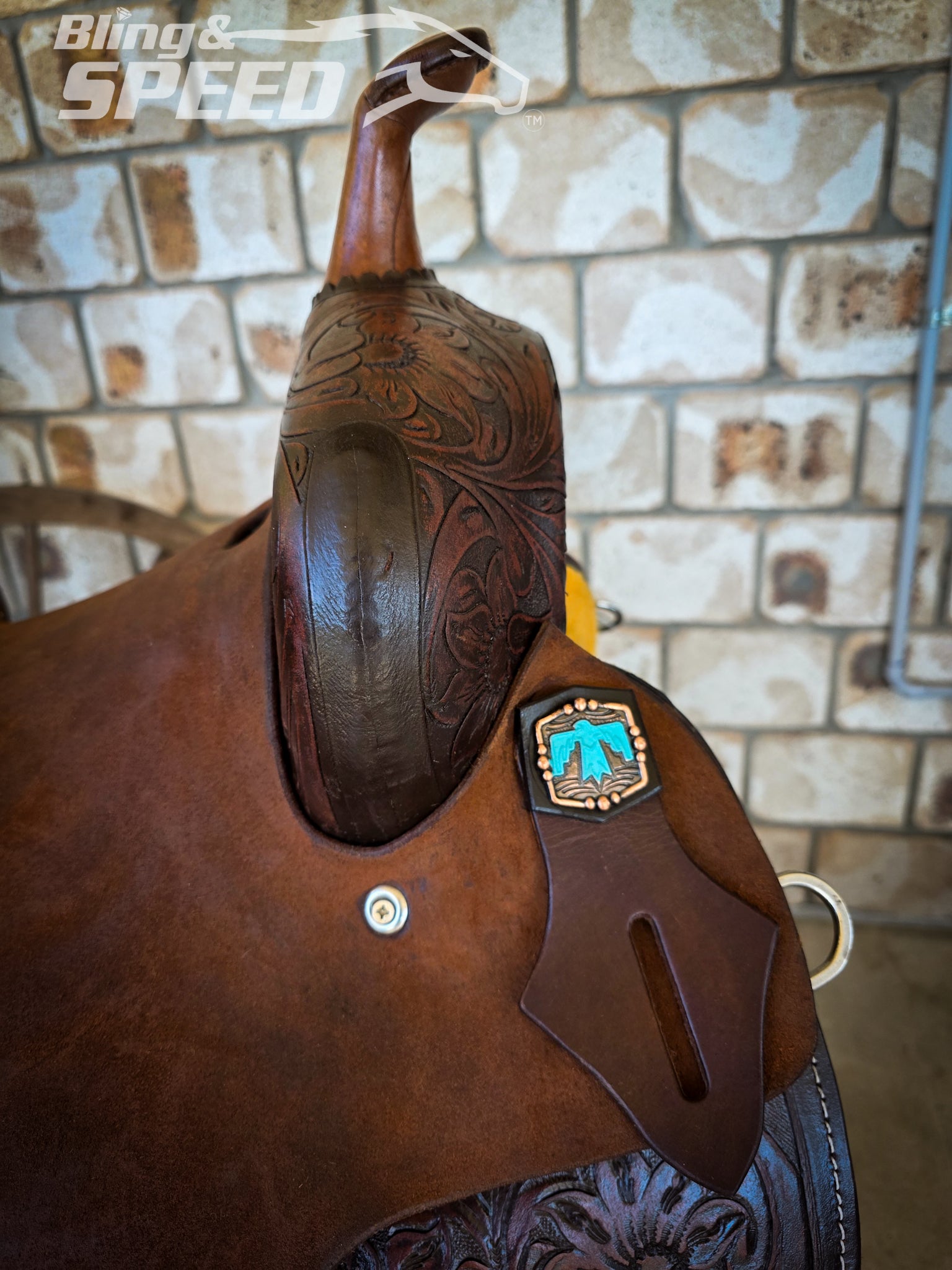 Leather Barrel Saddle - 15" Seat. FQHB 7" Gullet