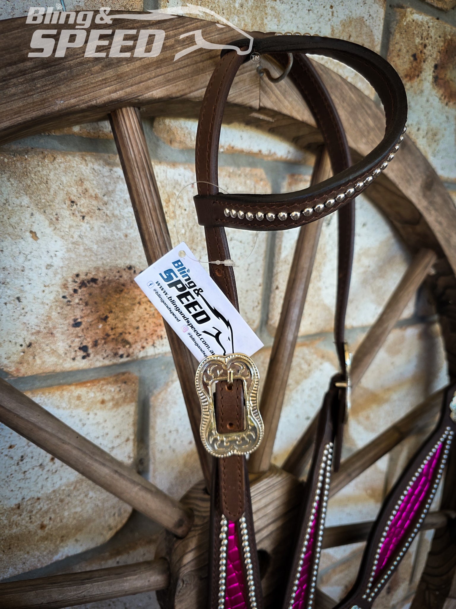 Hot Pink Croc Inlay Tack Set