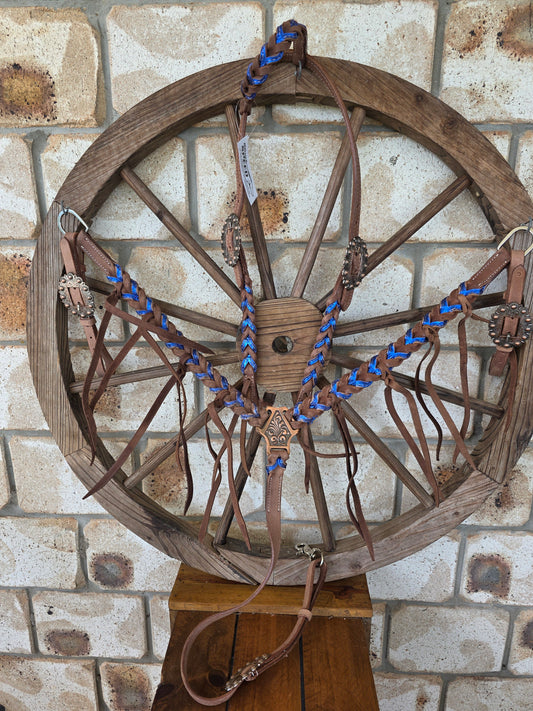 Metallic Blue Plait Breastcollar and Bridle Set