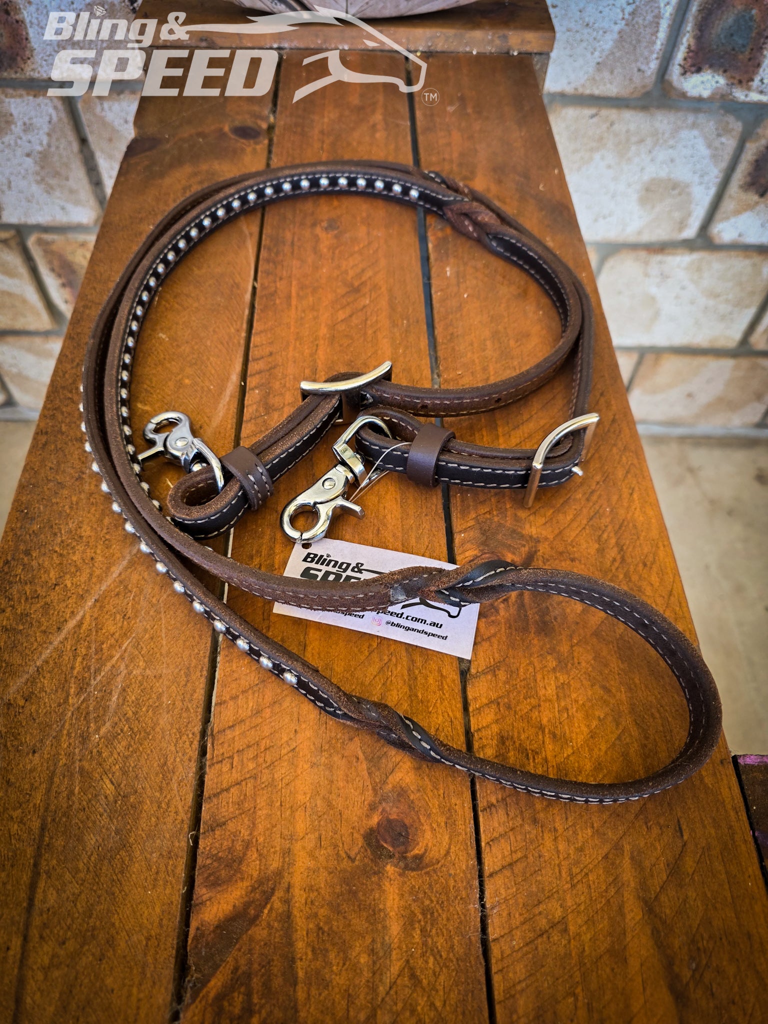 Barrel Reins with Blood Knot Twist and Studs