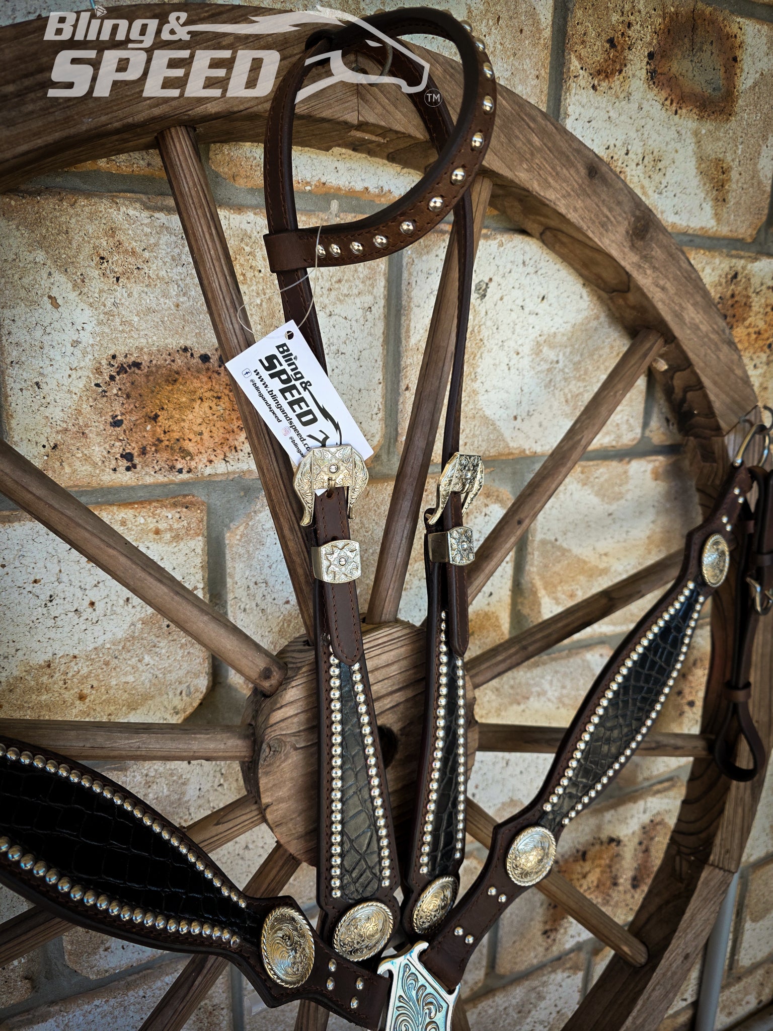 Black Croc Inlay Tack Set