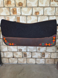 Full Wither Relief Merino Wool Felt Saddle Pad - Beaded Black