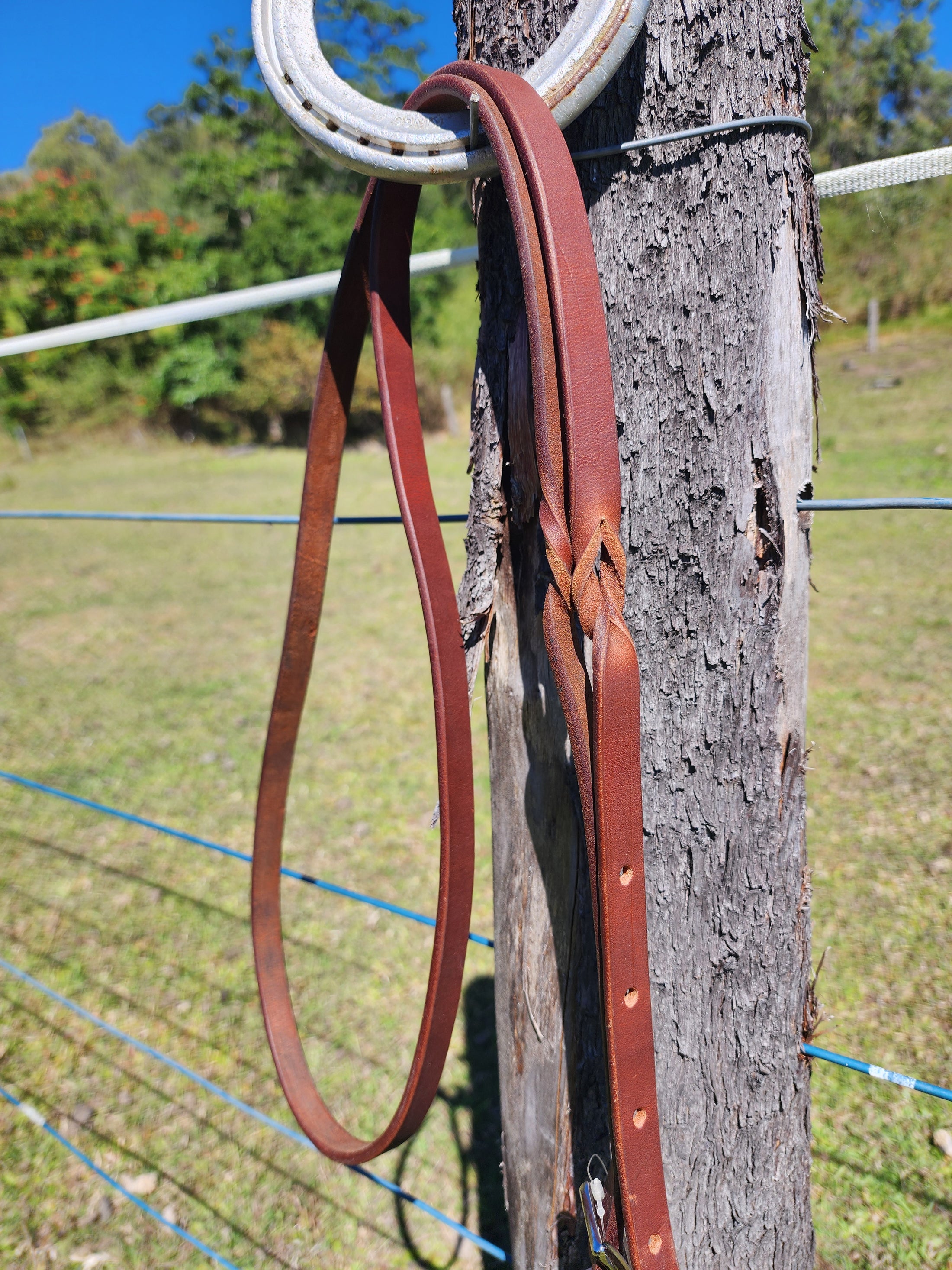 Twisted Bloodknot Leather Barrel Reins