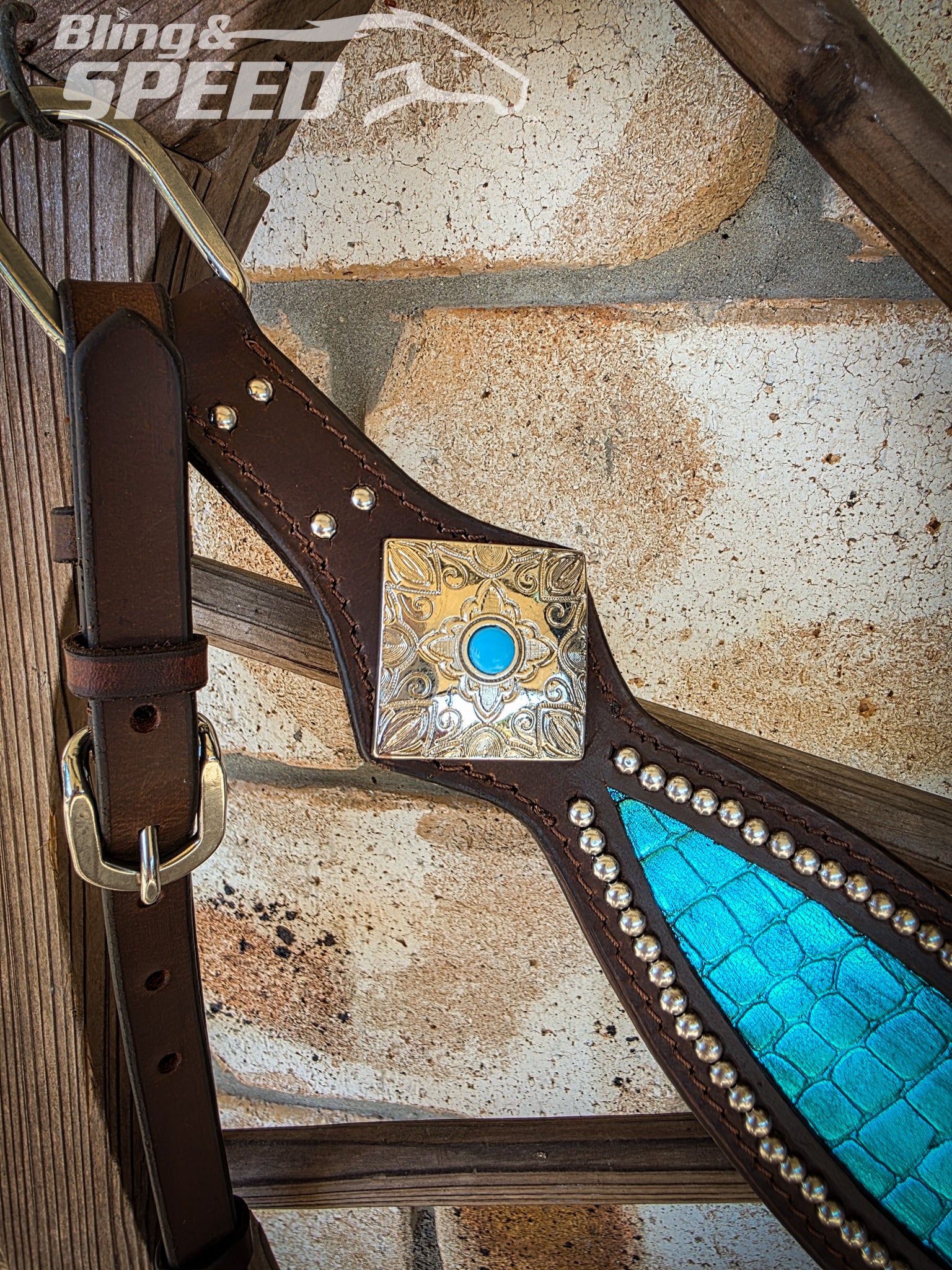 Turquoise Croc Inlay Tack Set