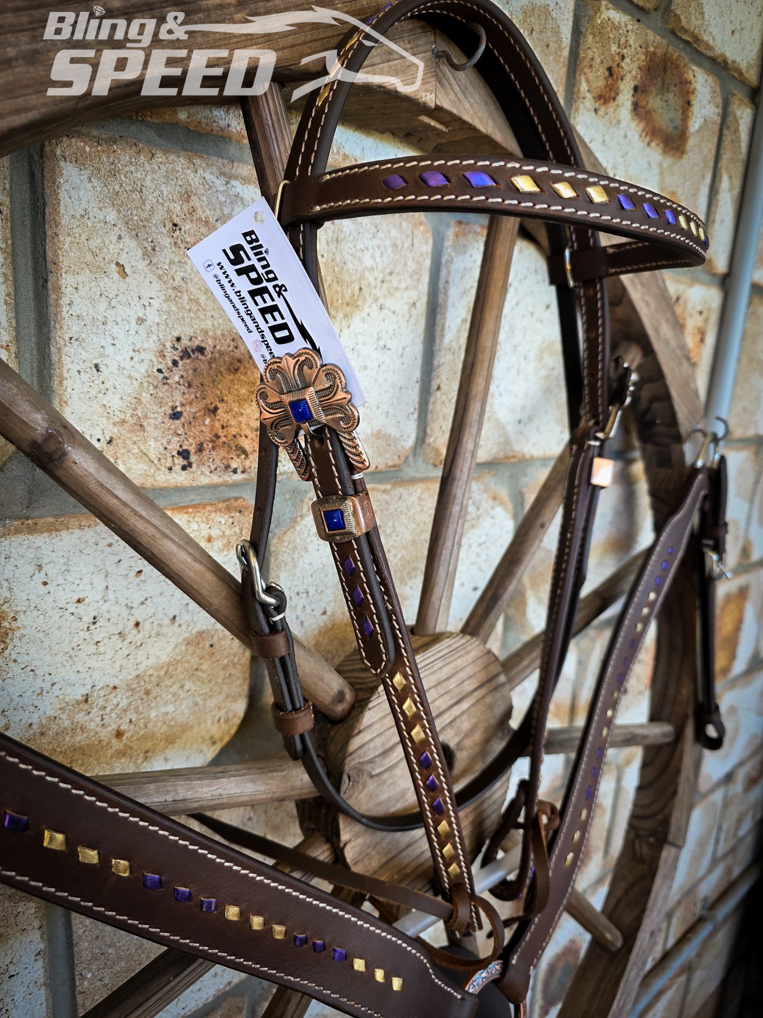Purple & Gold Buckstitched Tack Set