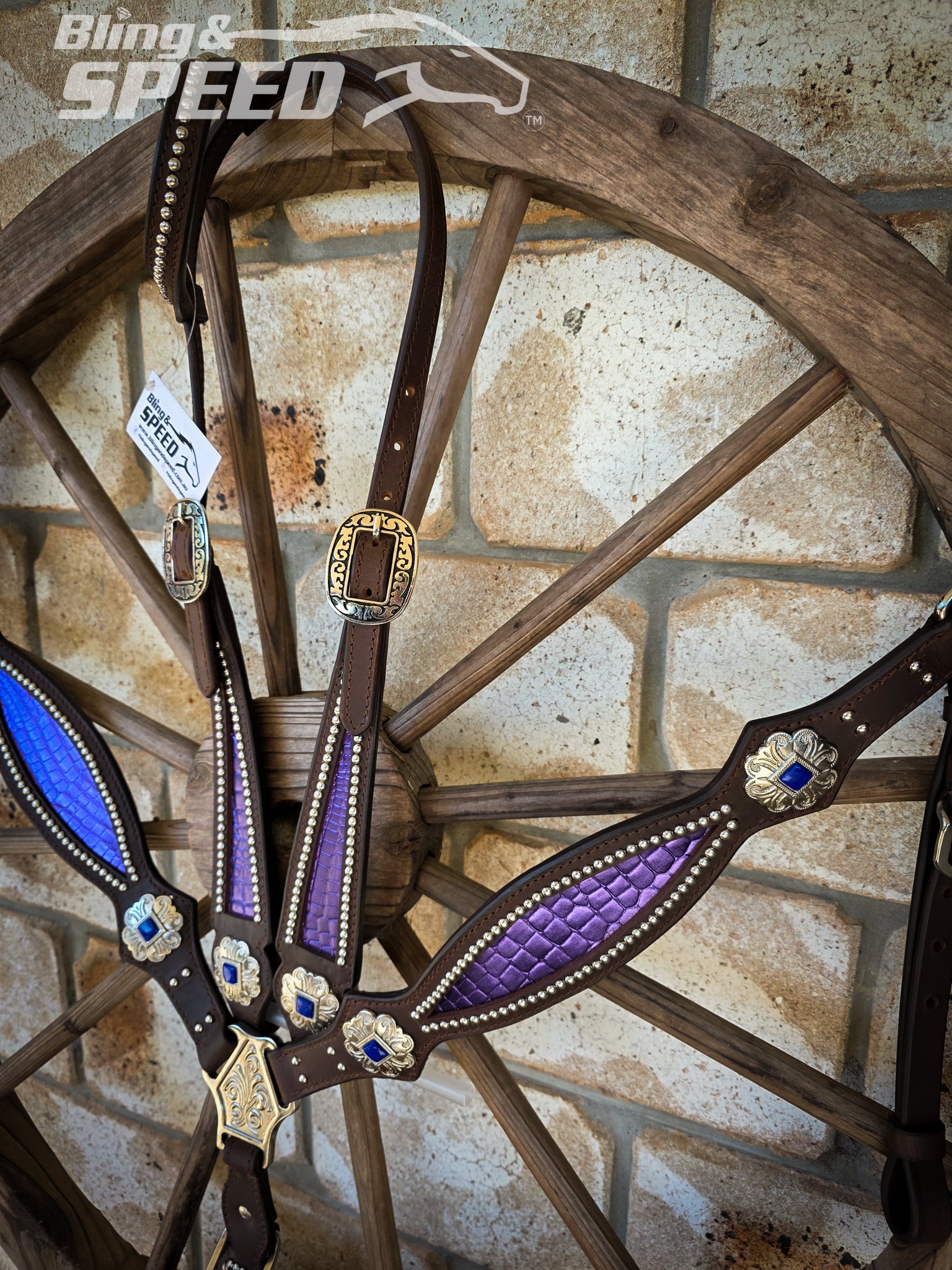 Purple Croc Inlay Tack Set