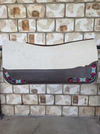 Full Wither Relief Merino Wool Felt Saddle Pad - Beaded White