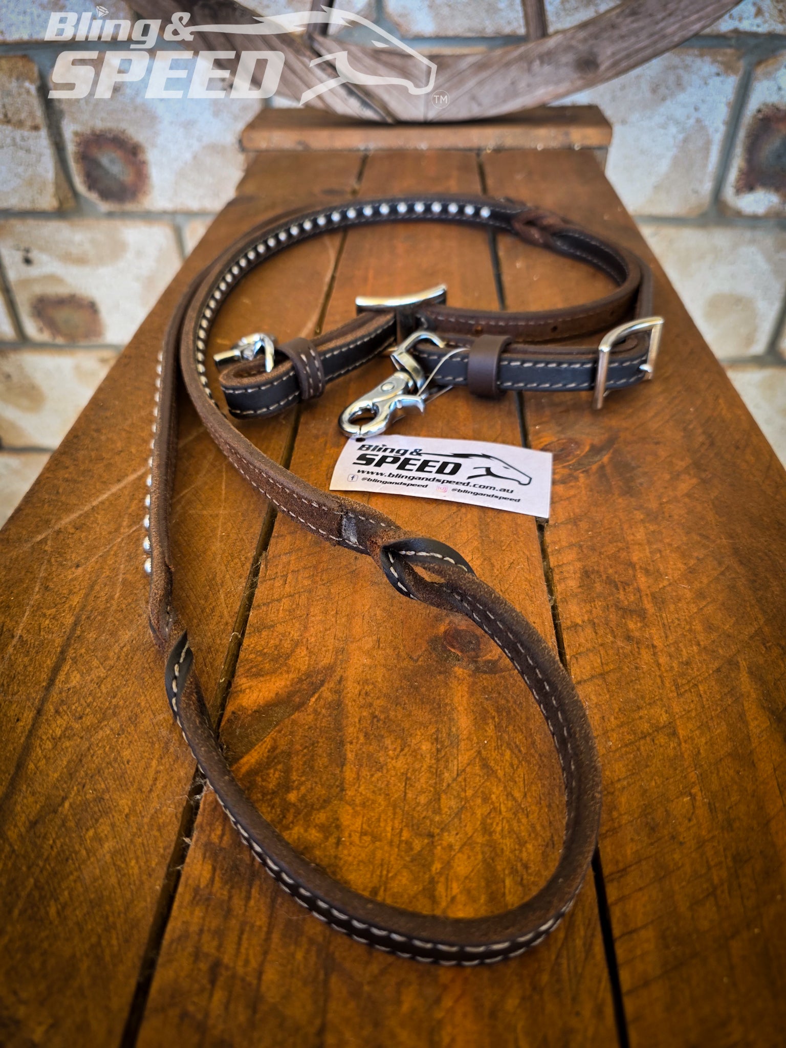 Barrel Reins with Blood Knot Twist and Studs