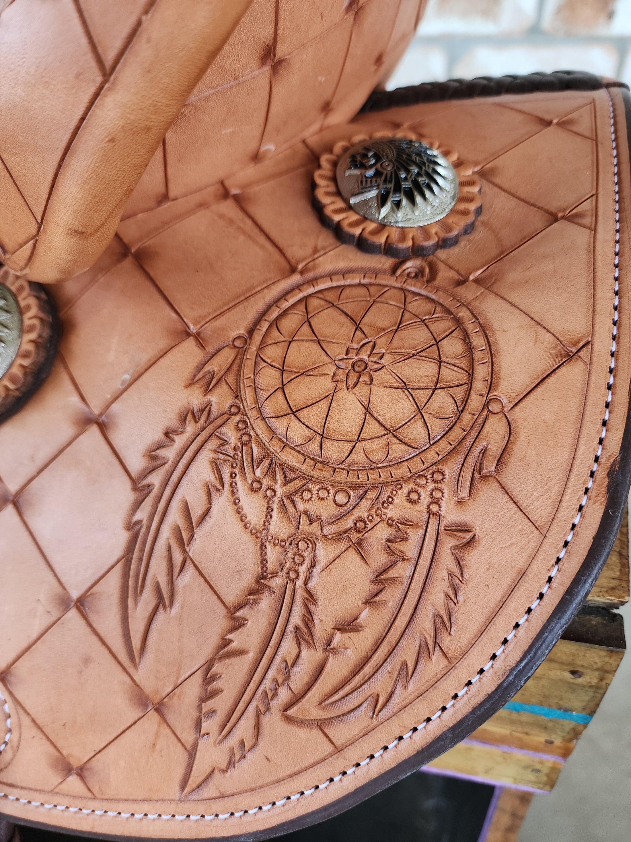 Leather Barrel Saddle - Indigo