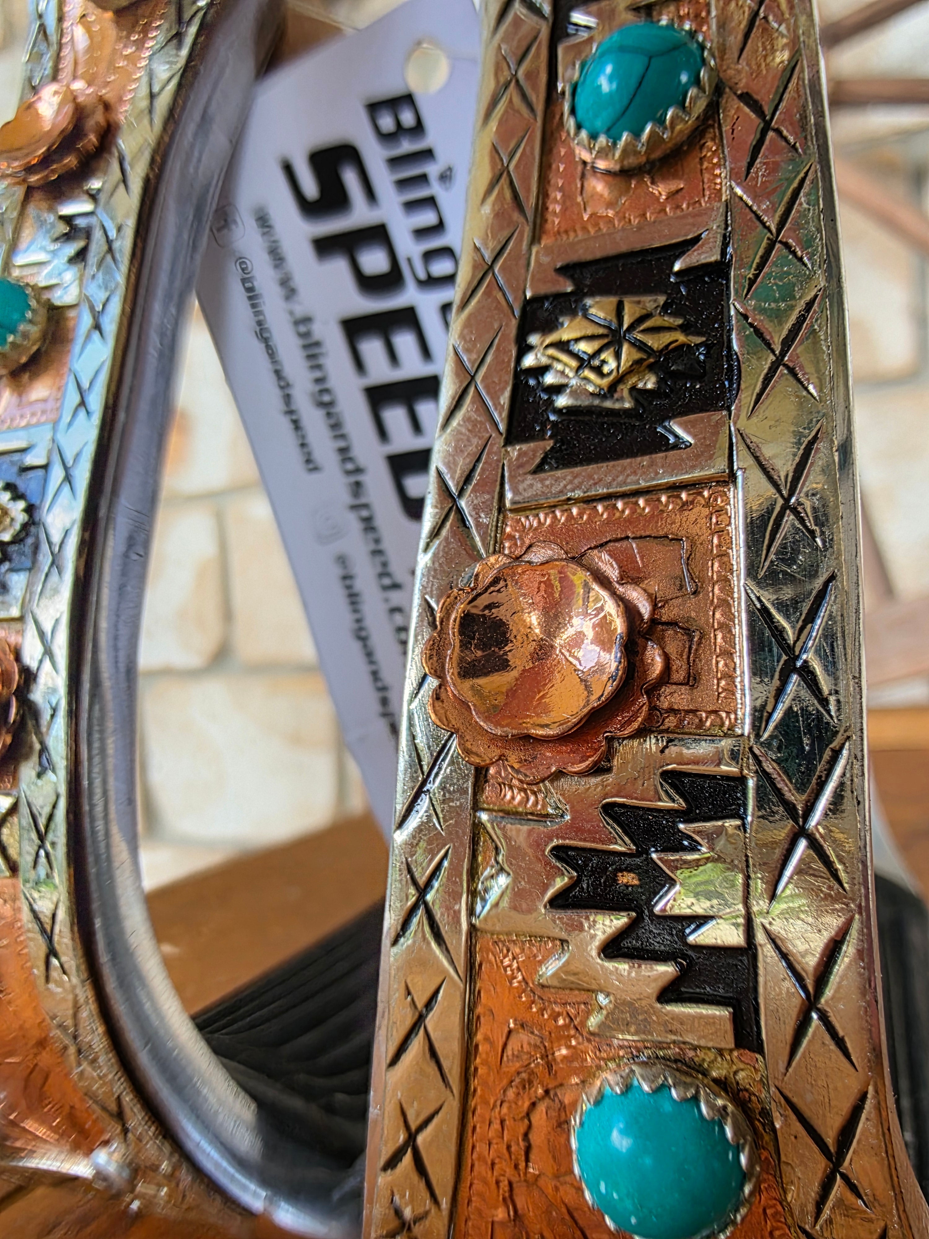 Copper and Aqua Stirrups