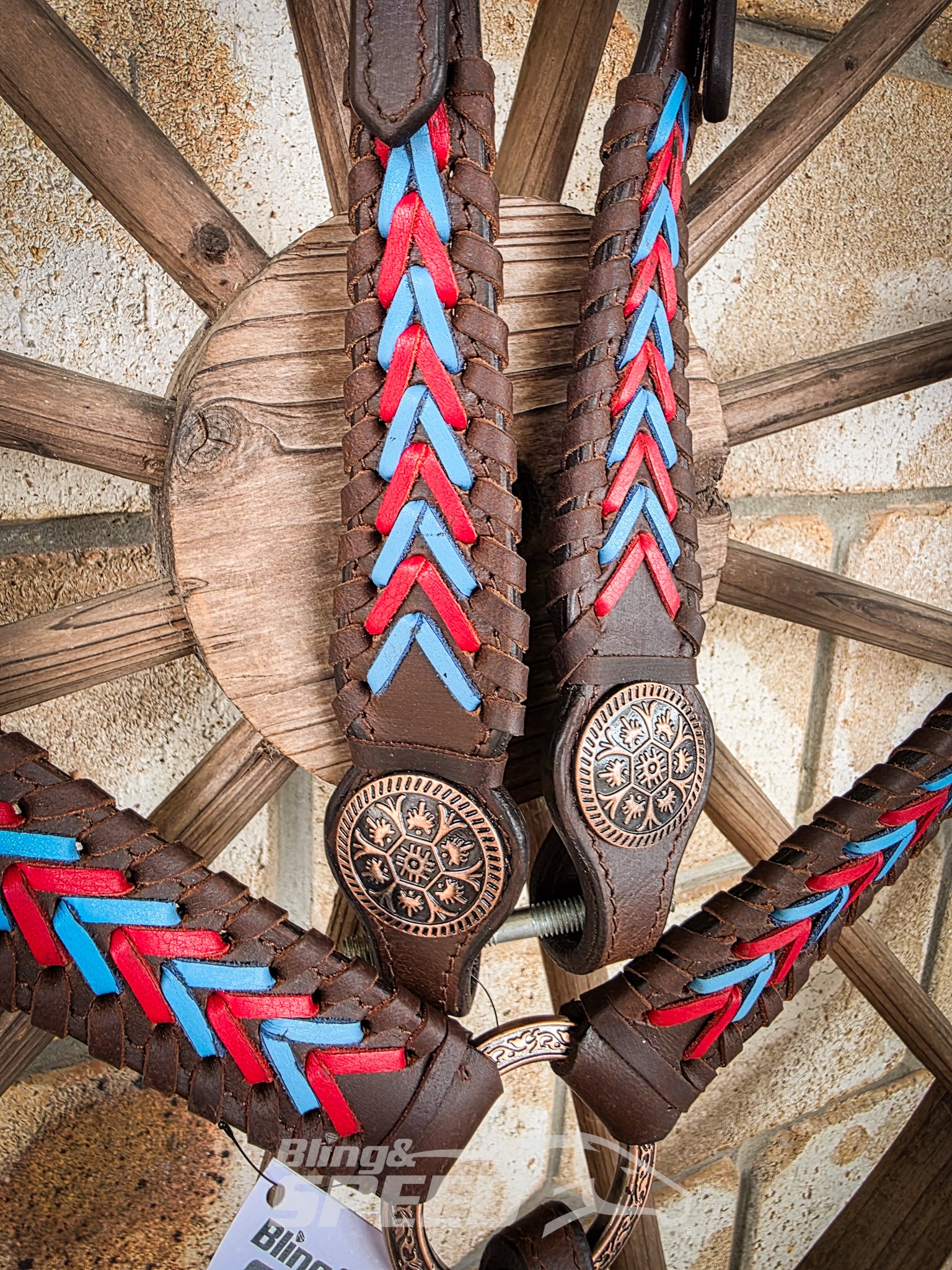Red & Turquoise Buckstitch Western Tack Set