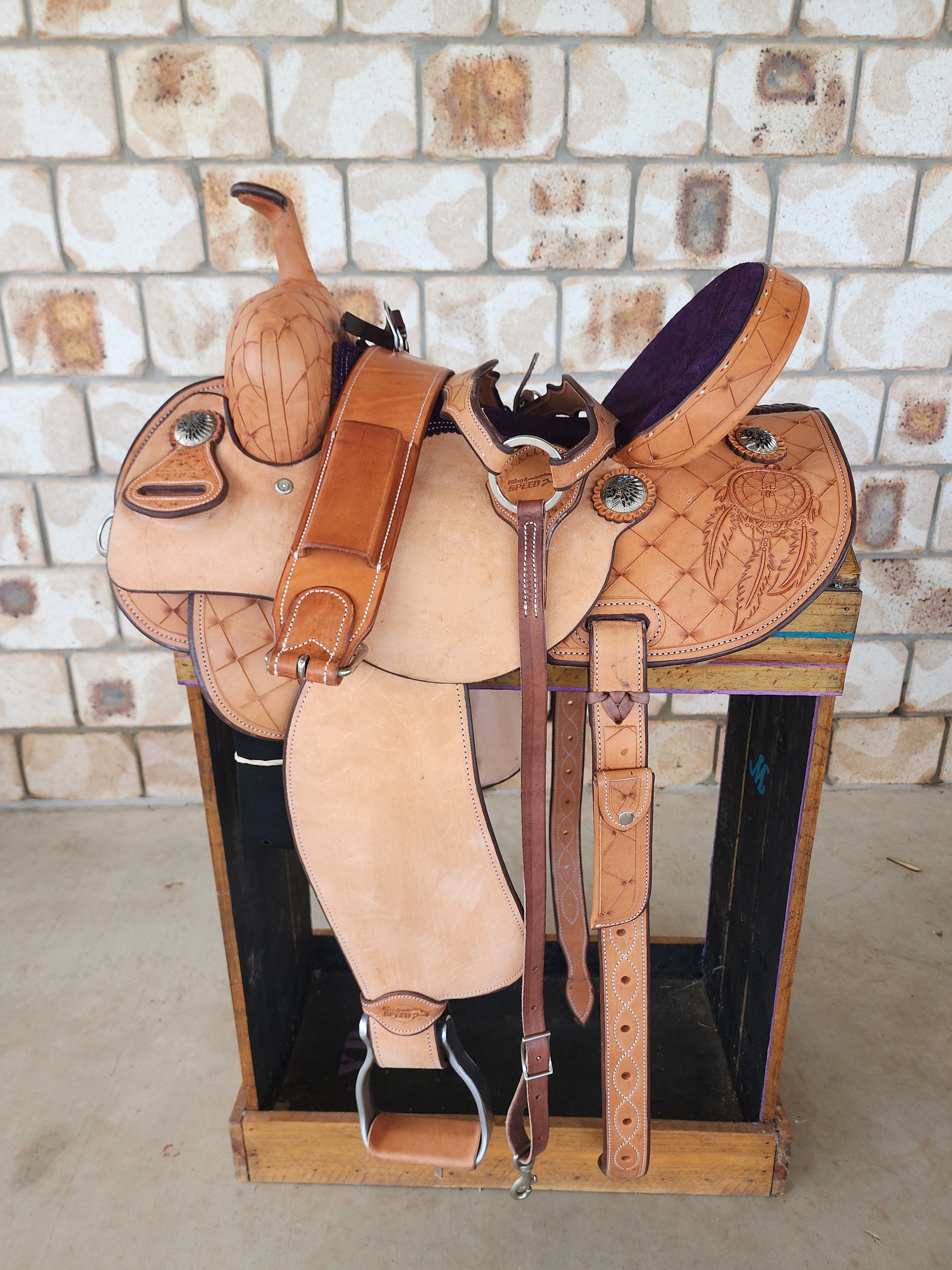 Leather Barrel Saddle - Indigo