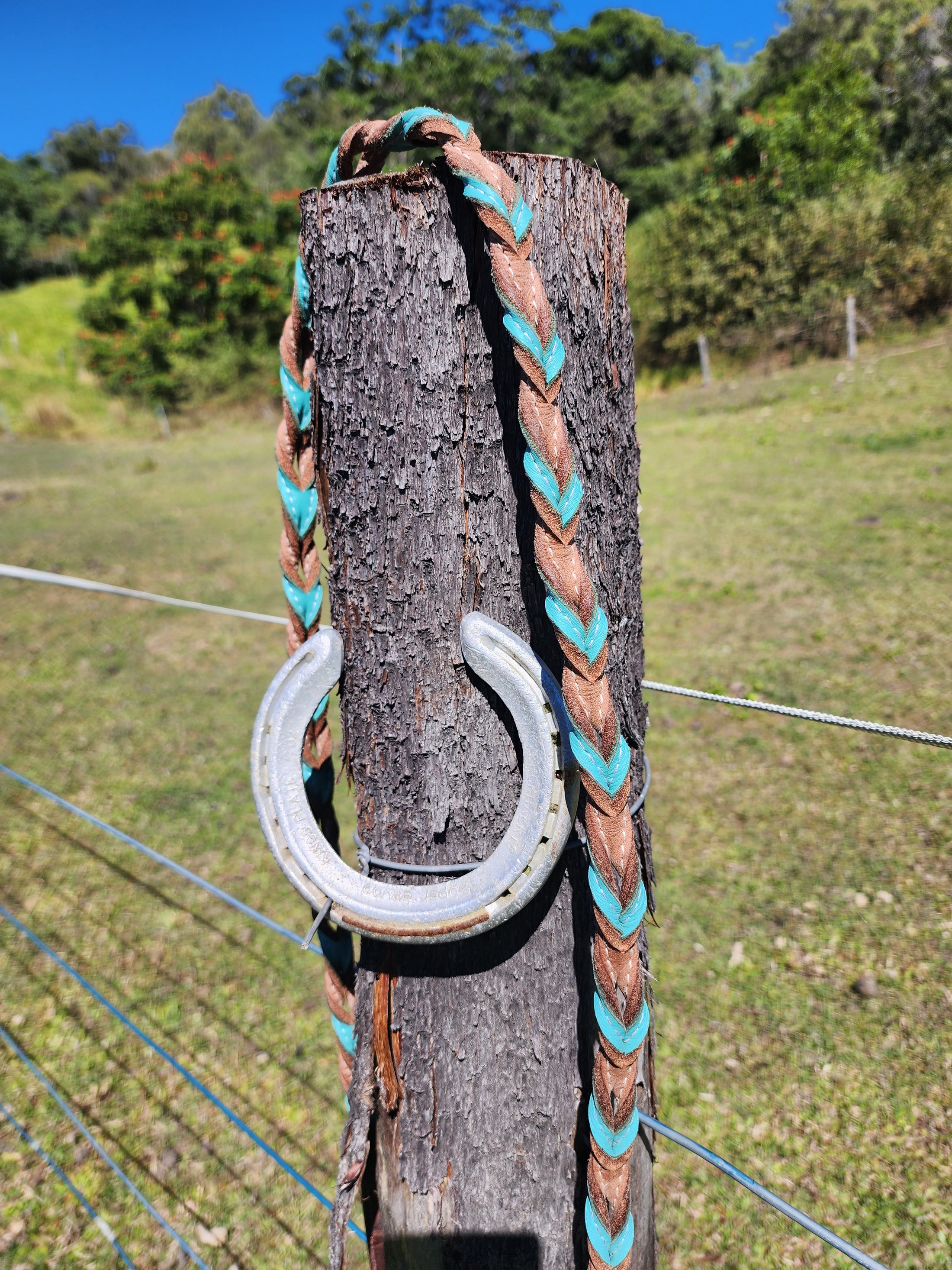 Twisted Bloodknot Barrel Reins - Turquoise