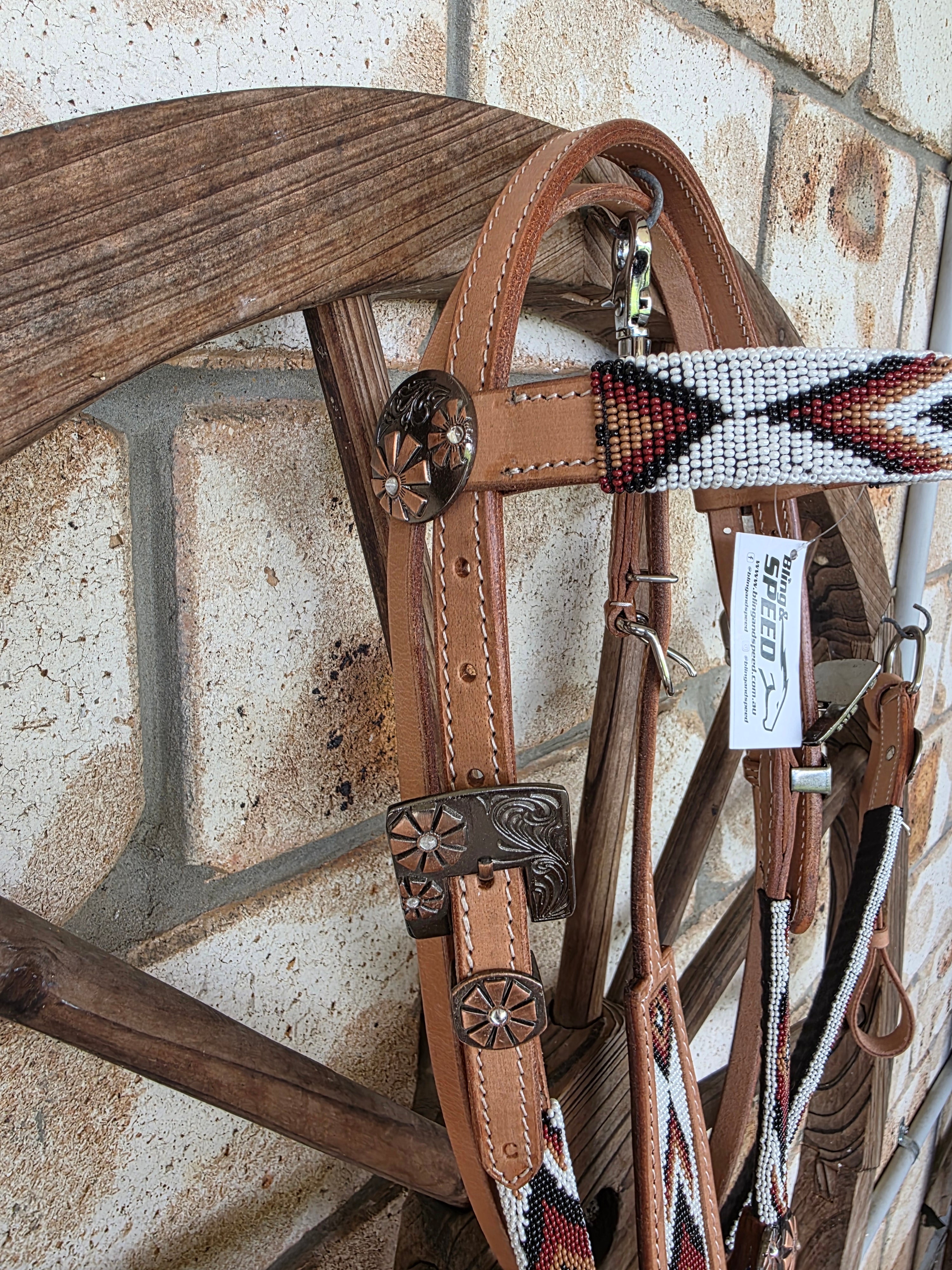 Beaded Outback Breastcollar, Bridle and Wither strap Set