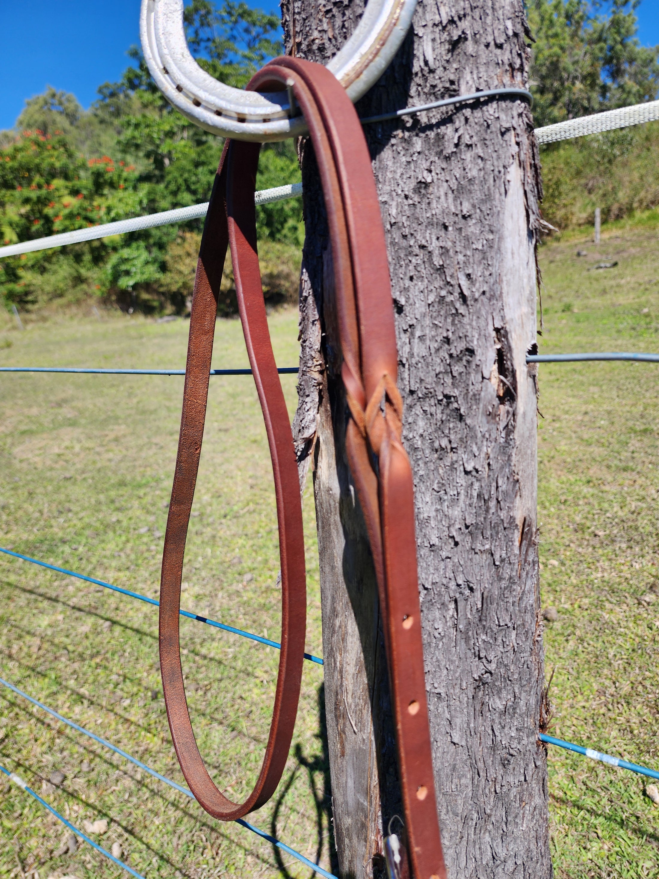 Twisted Bloodknot Leather Barrel Reins