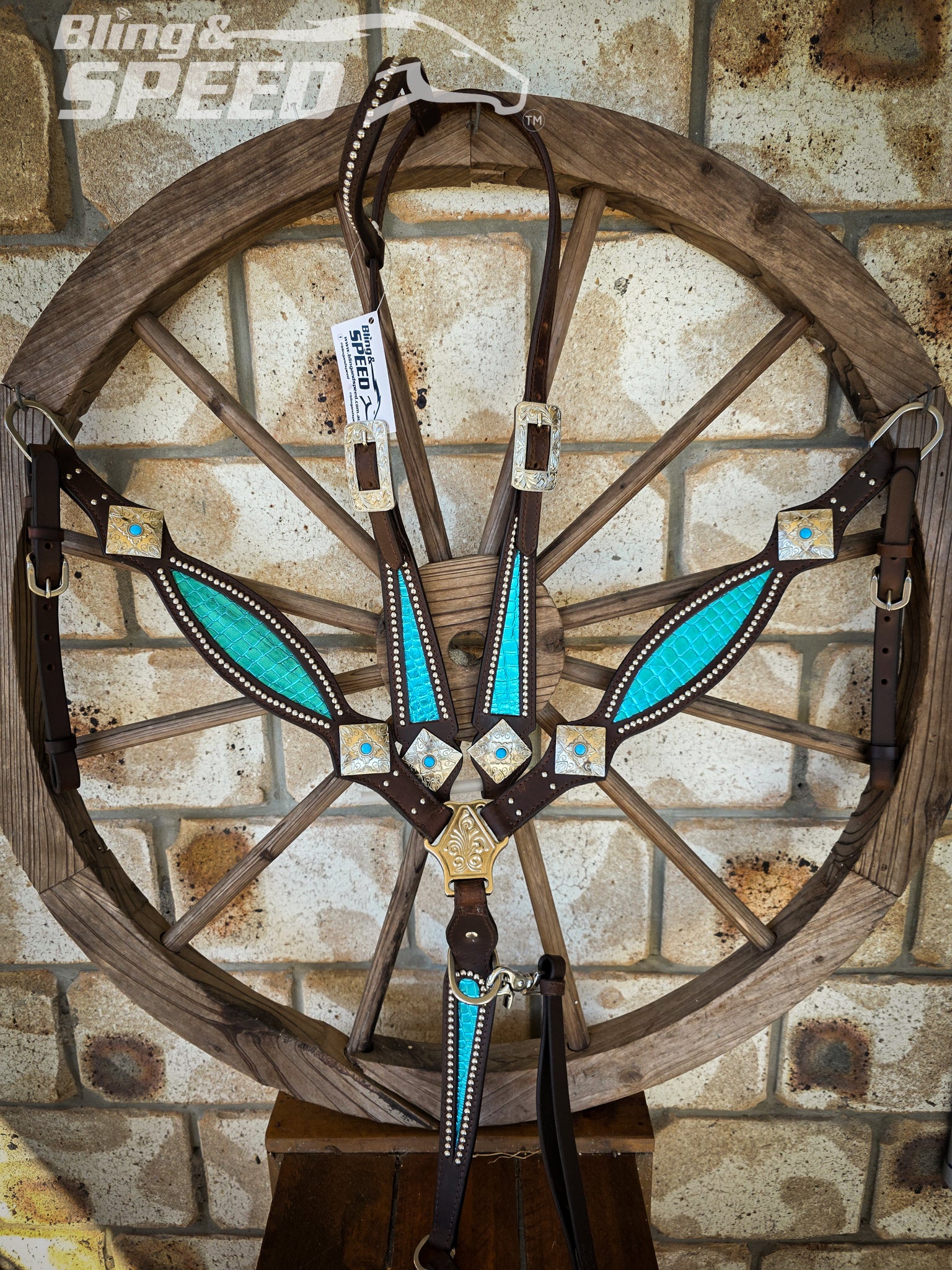 Turquoise Croc Inlay Tack Set