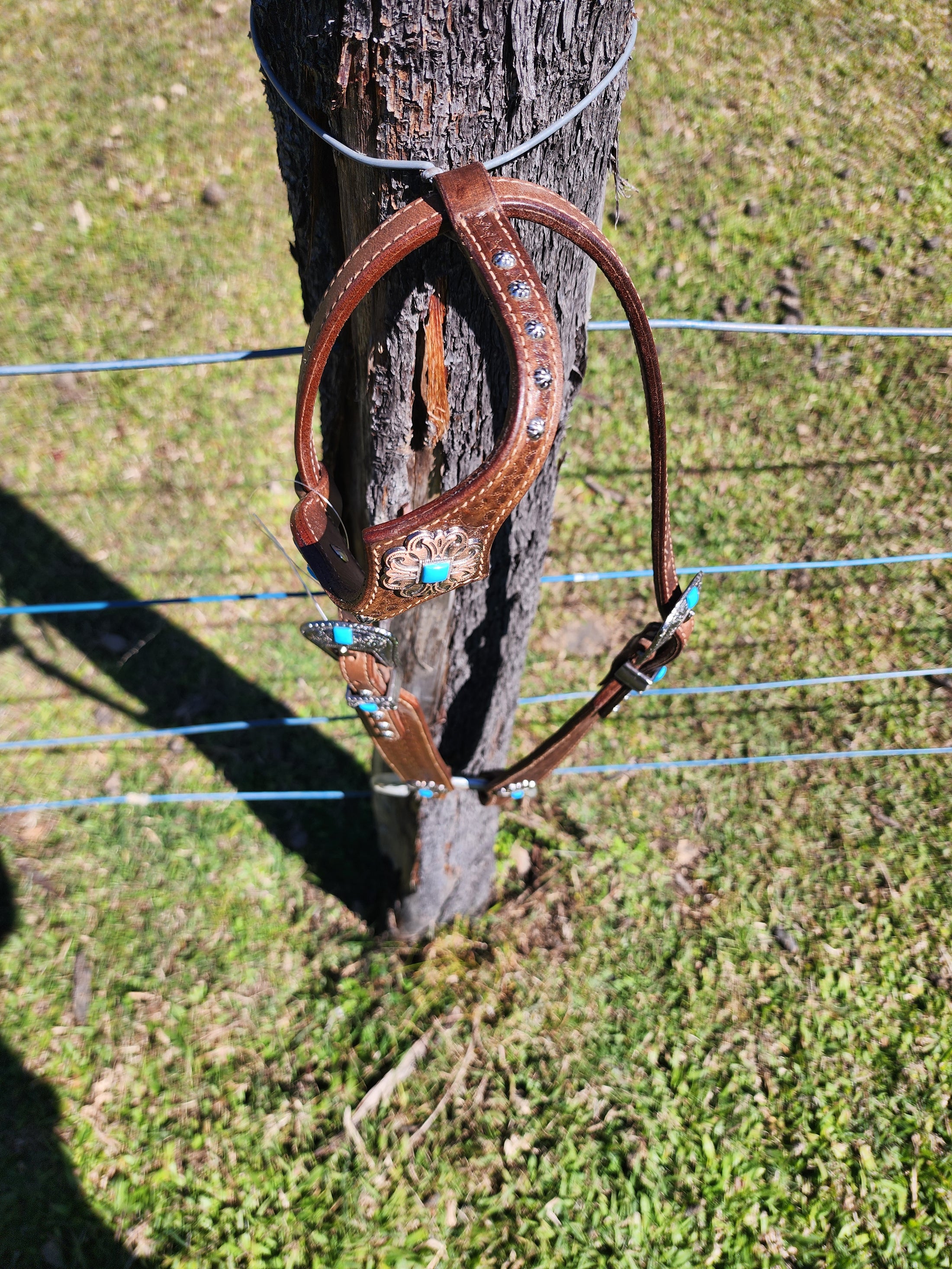 One Ear Plait Bridle with Tooling - Square