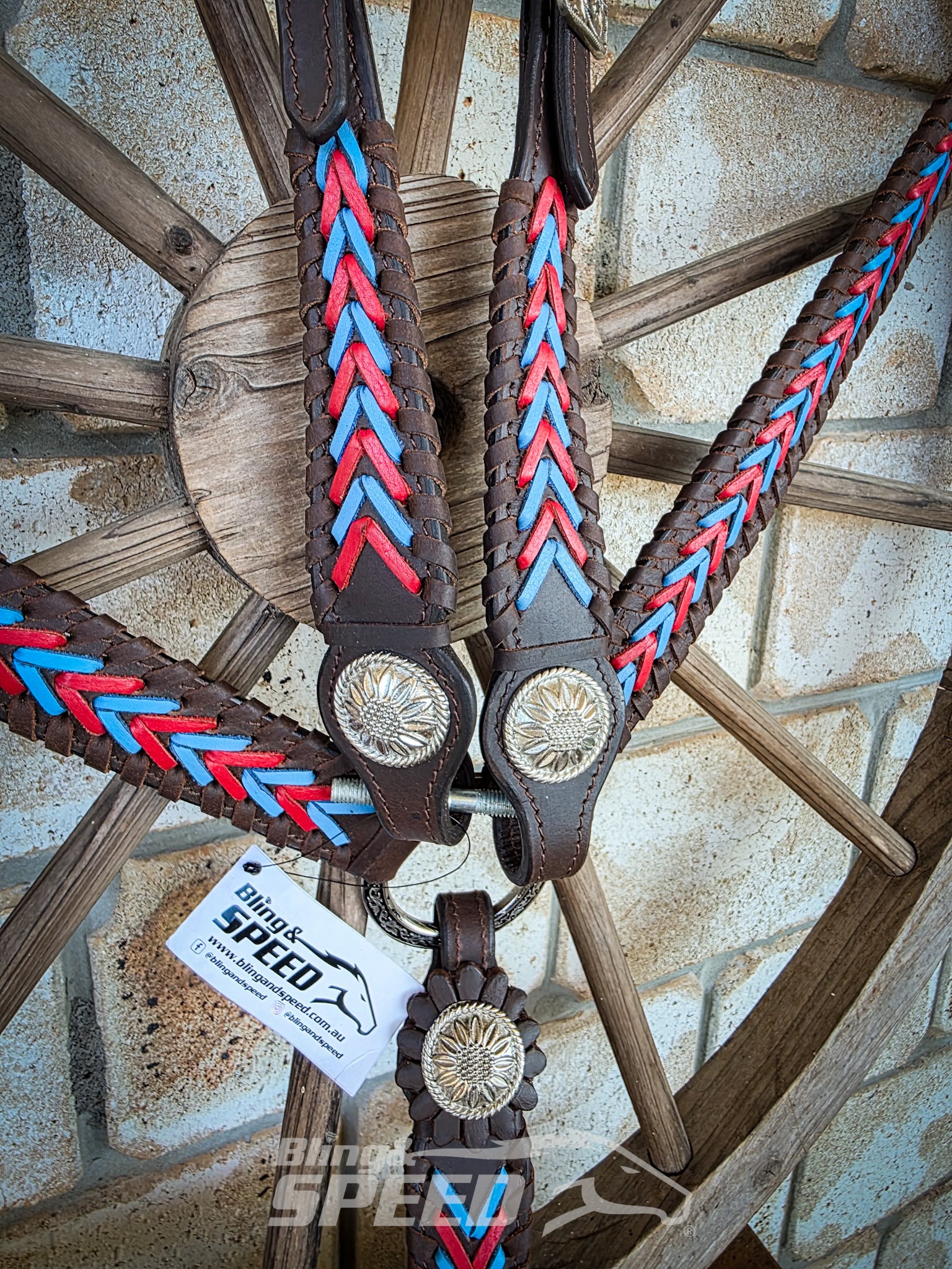 Red & Turquoise Buckstitch Western Tack Set
