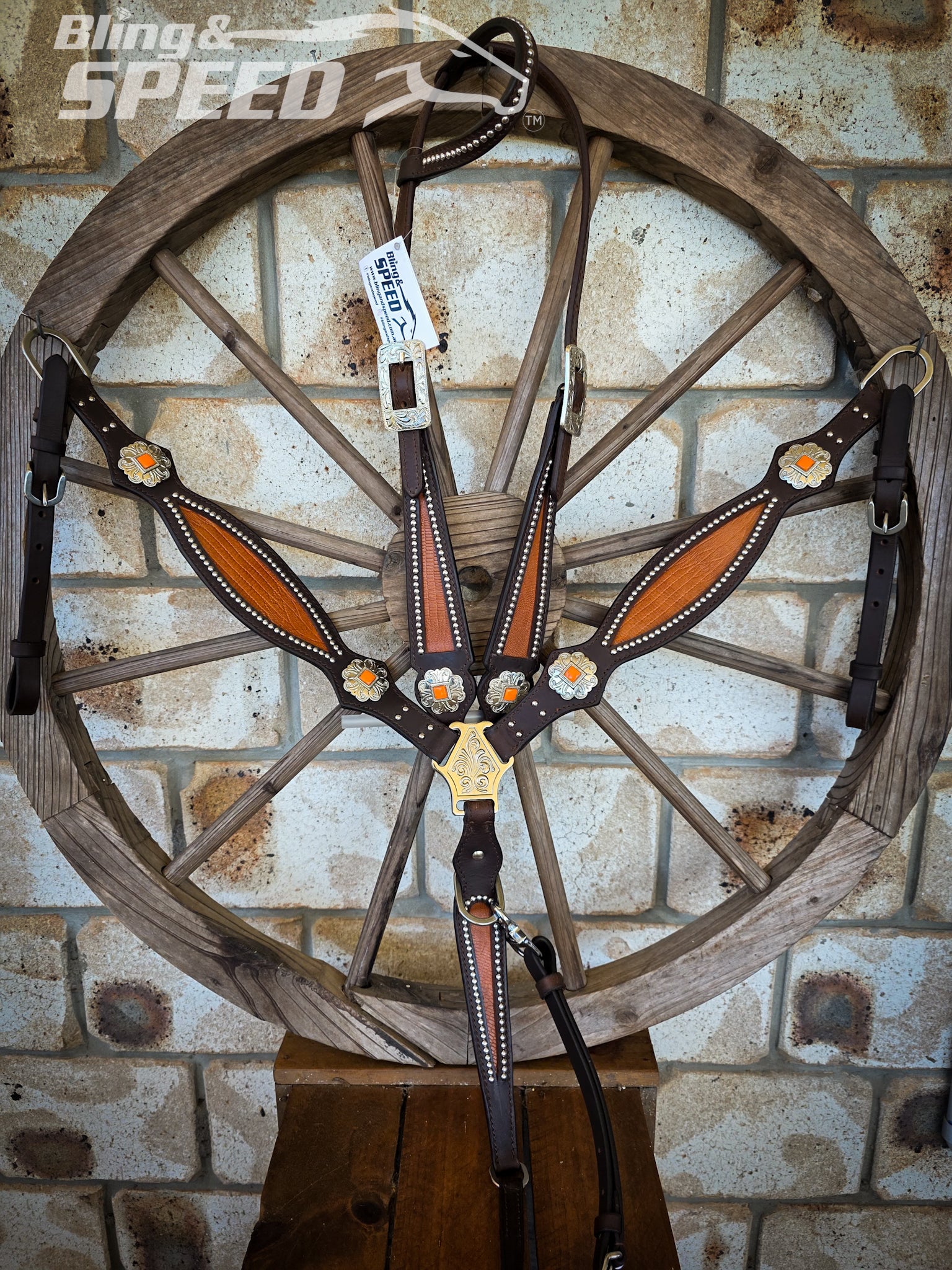 Burnt Orange Croc Inlay Tack Set